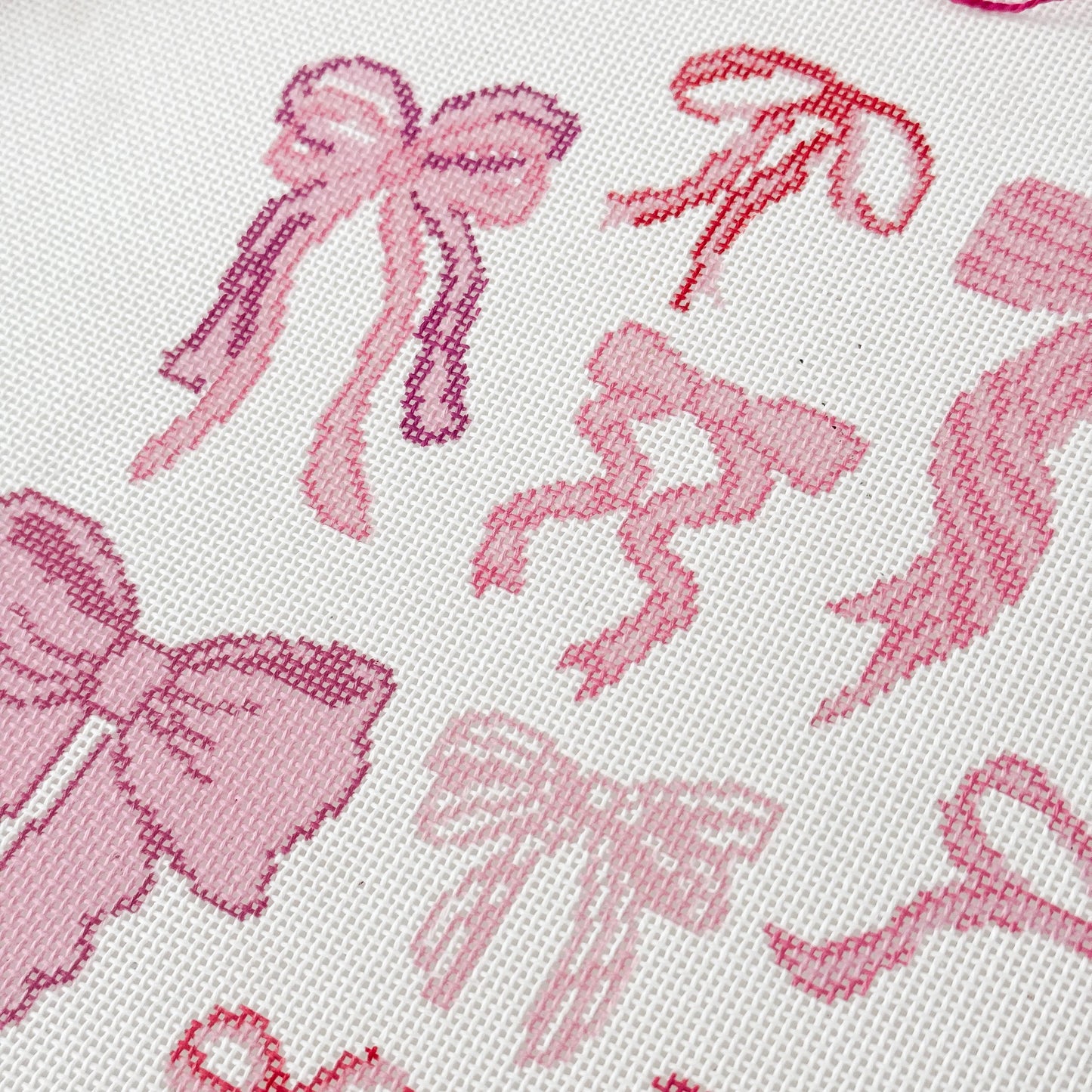 Hand Painted Coquette Bow 8” Pillow Design Needlepoint Canvas 18 Mesh Coquette Needlepoint Canvas Bow Hand Painted