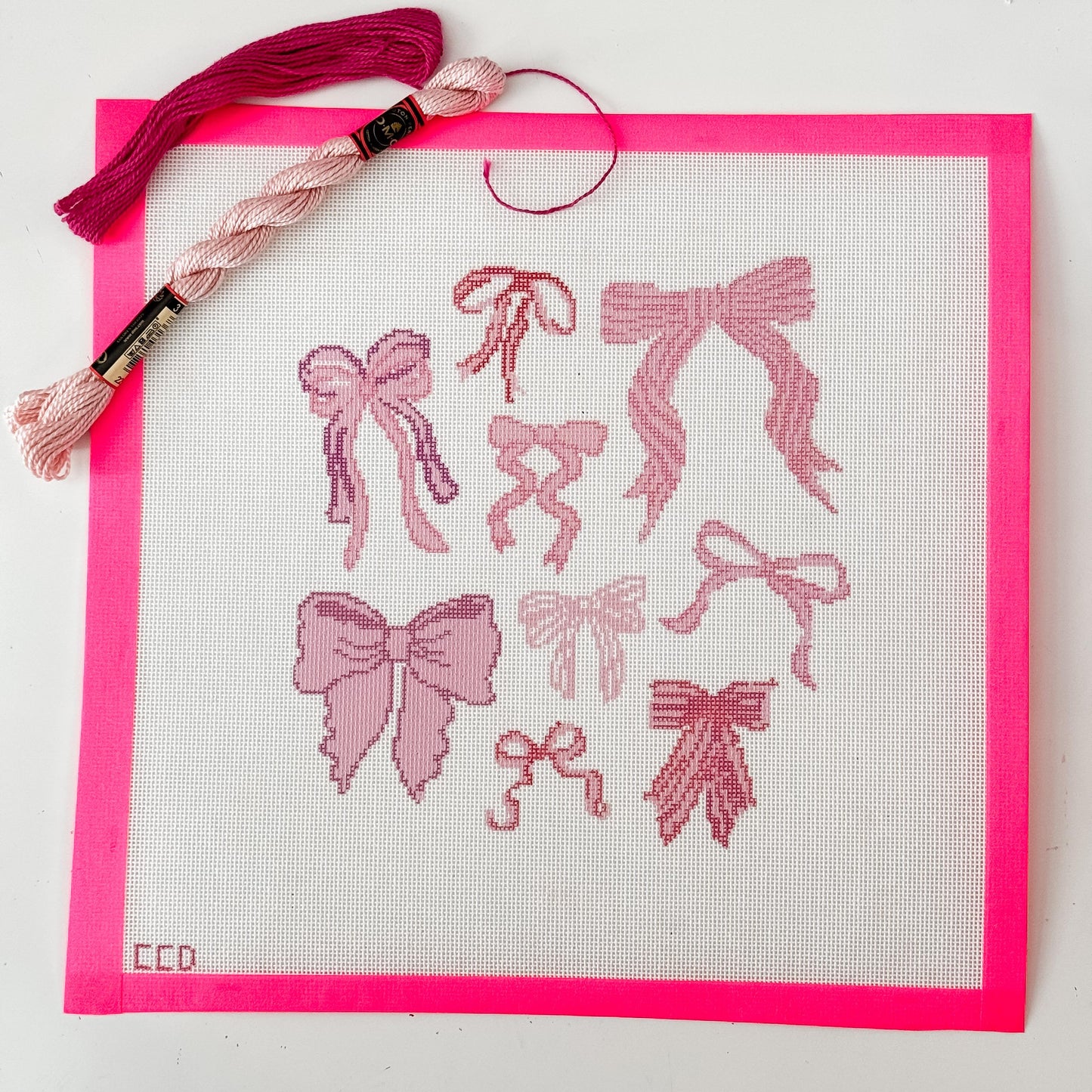 Hand Painted Coquette Bow 8” Pillow Design Needlepoint Canvas 18 Mesh Coquette Needlepoint Canvas Bow Hand Painted