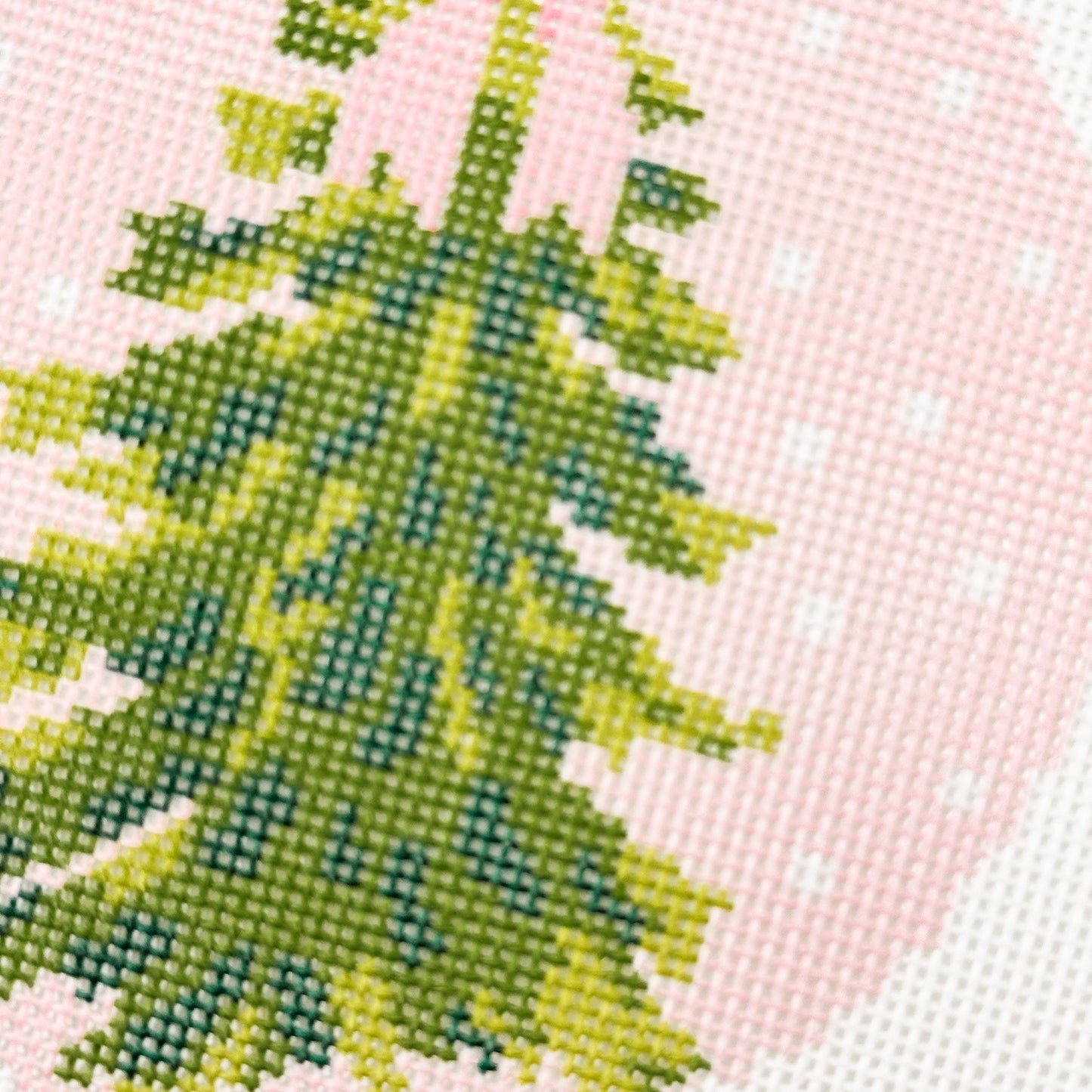 Hand Painted Bow Christmas Tree 4” Needlepoint Ornament Canvas 18 Mesh Christmas Needlepoint Ornament Bow Hand Painted