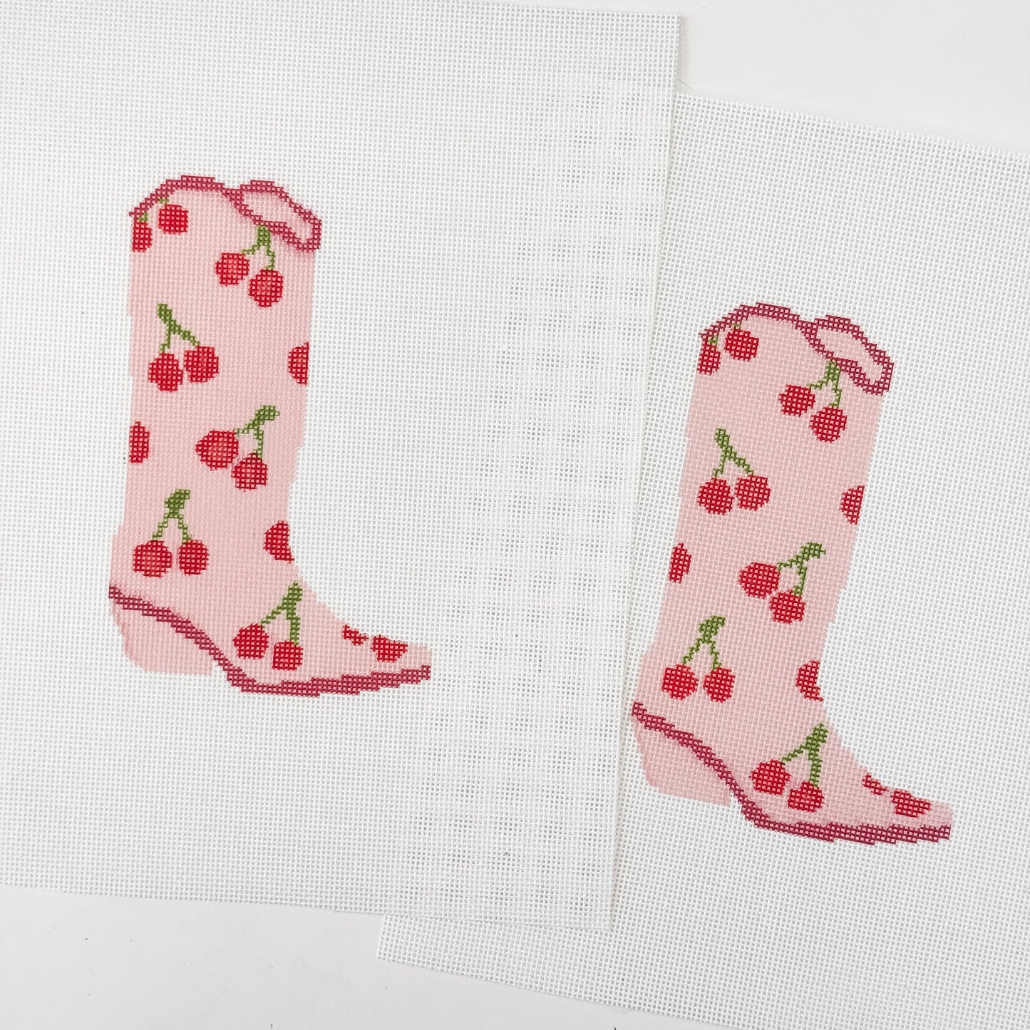 Hand Painted Cherry Cowgirl Boot 6” Needlepoint Canvas 18 Mesh Cowboy Boot Needlepoint Canvas modern Hand Painted