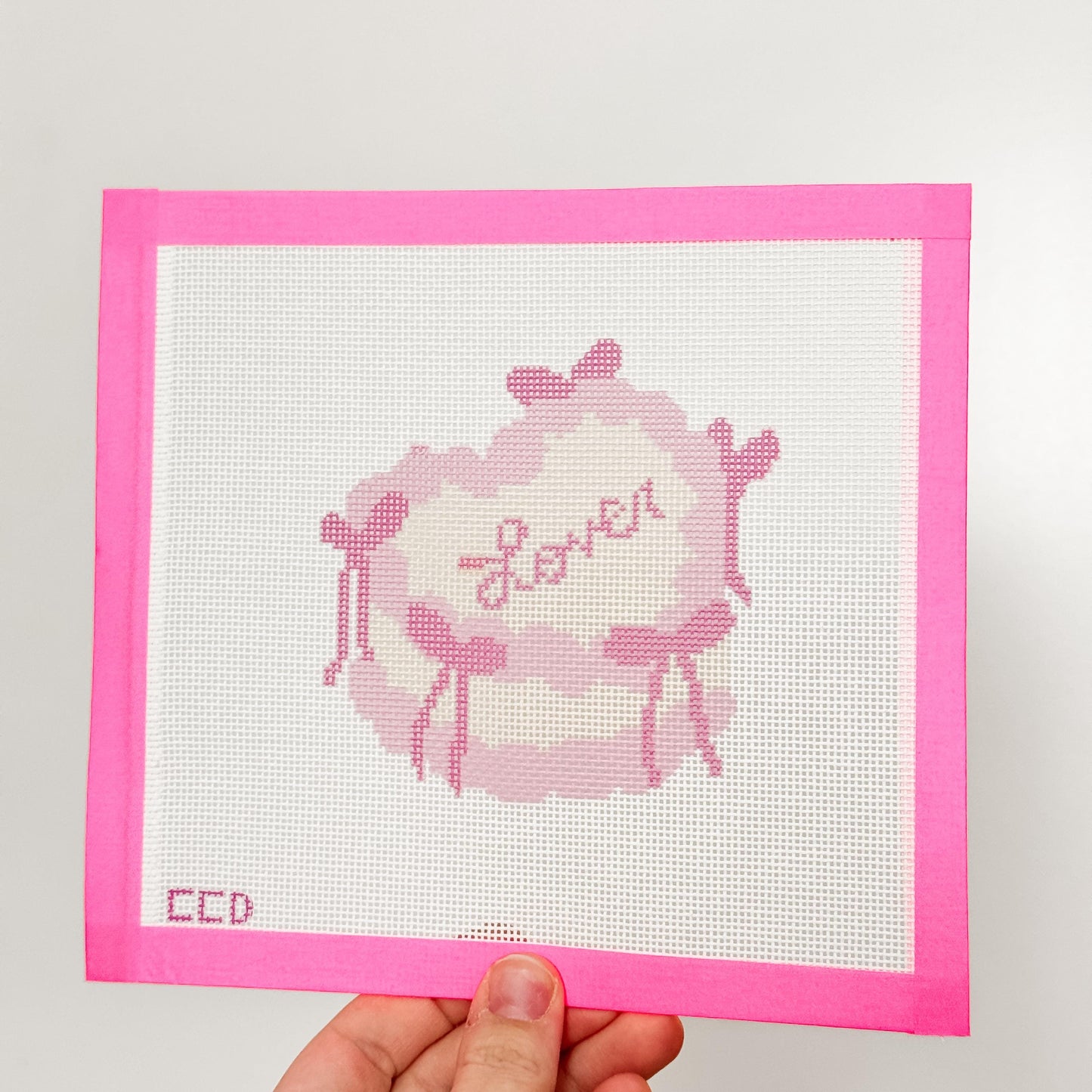 Coquette Bow Heart Cake 4” Needlepoint Canvas 18 Mesh Coquette Needlepoint Canvas Bow Cake, Lover Valentine's Day Needlepoint Canvas