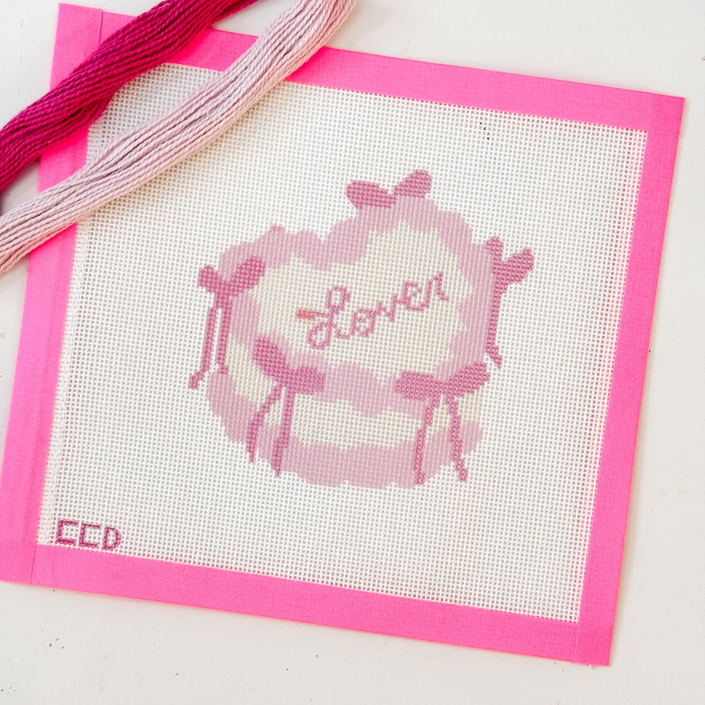 Coquette Bow Heart Cake 4” Needlepoint Canvas 18 Mesh Coquette Needlepoint Canvas Bow Cake, Lover Valentine's Day Needlepoint Canvas