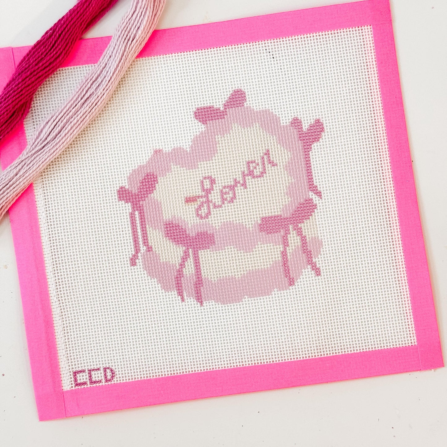 Coquette Bow Heart Cake 4” Needlepoint Canvas 18 Mesh Coquette Needlepoint Canvas Bow Cake, Lover Valentine's Day Needlepoint Canvas
