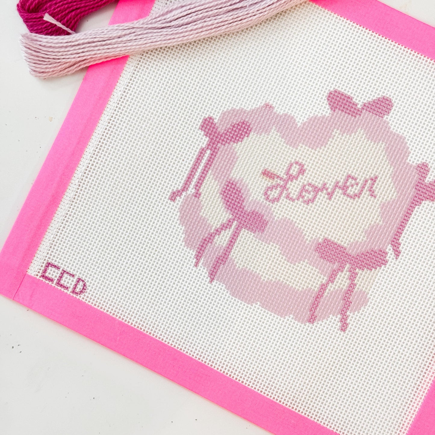 Coquette Bow Heart Cake 4” Needlepoint Canvas 18 Mesh Coquette Needlepoint Canvas Bow Cake, Lover Valentine's Day Needlepoint Canvas