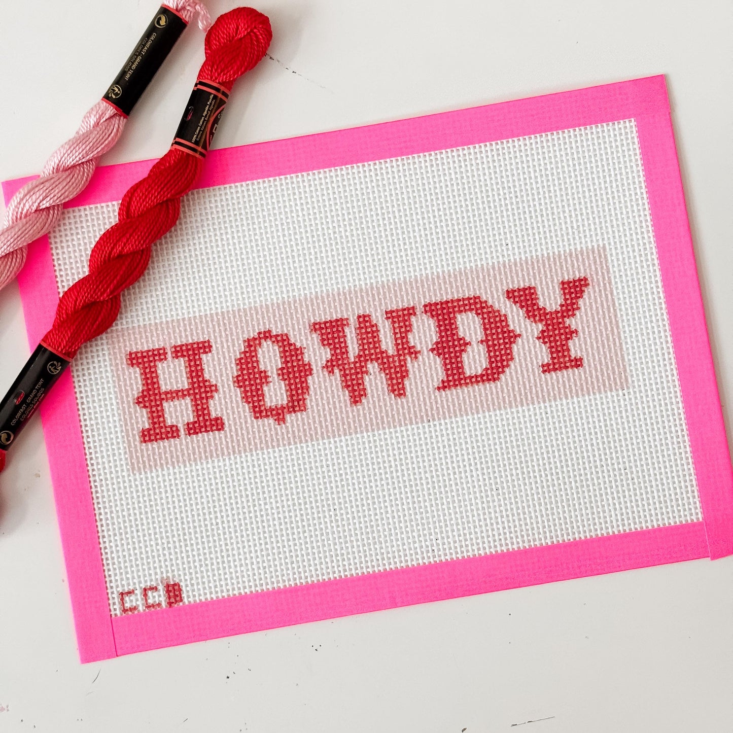 Howdy Bookmark 2”x7 13 Mesh Hand Painted Needlepoint Canvas, Aesthetic Needlepoint Canvas Modern, Howdy Needlepoint Canvas