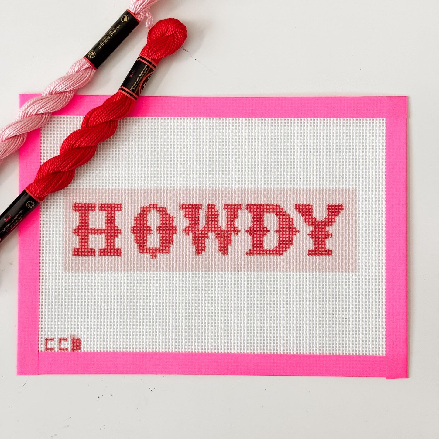 Howdy Bookmark 2”x7 13 Mesh Hand Painted Needlepoint Canvas, Aesthetic Needlepoint Canvas Modern, Howdy Needlepoint Canvas