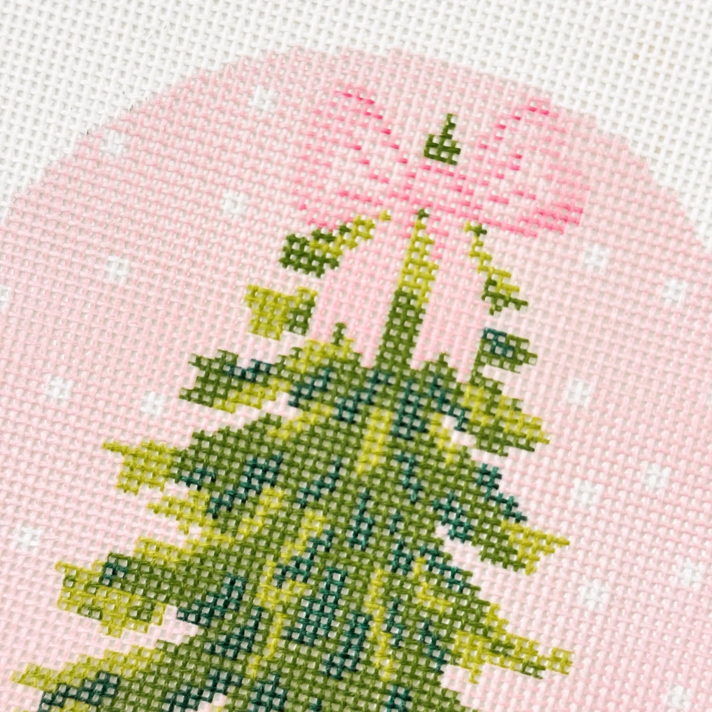 Hand Painted Bow Christmas Tree 4” Needlepoint Ornament Canvas 18 Mesh Christmas Needlepoint Ornament Bow Hand Painted