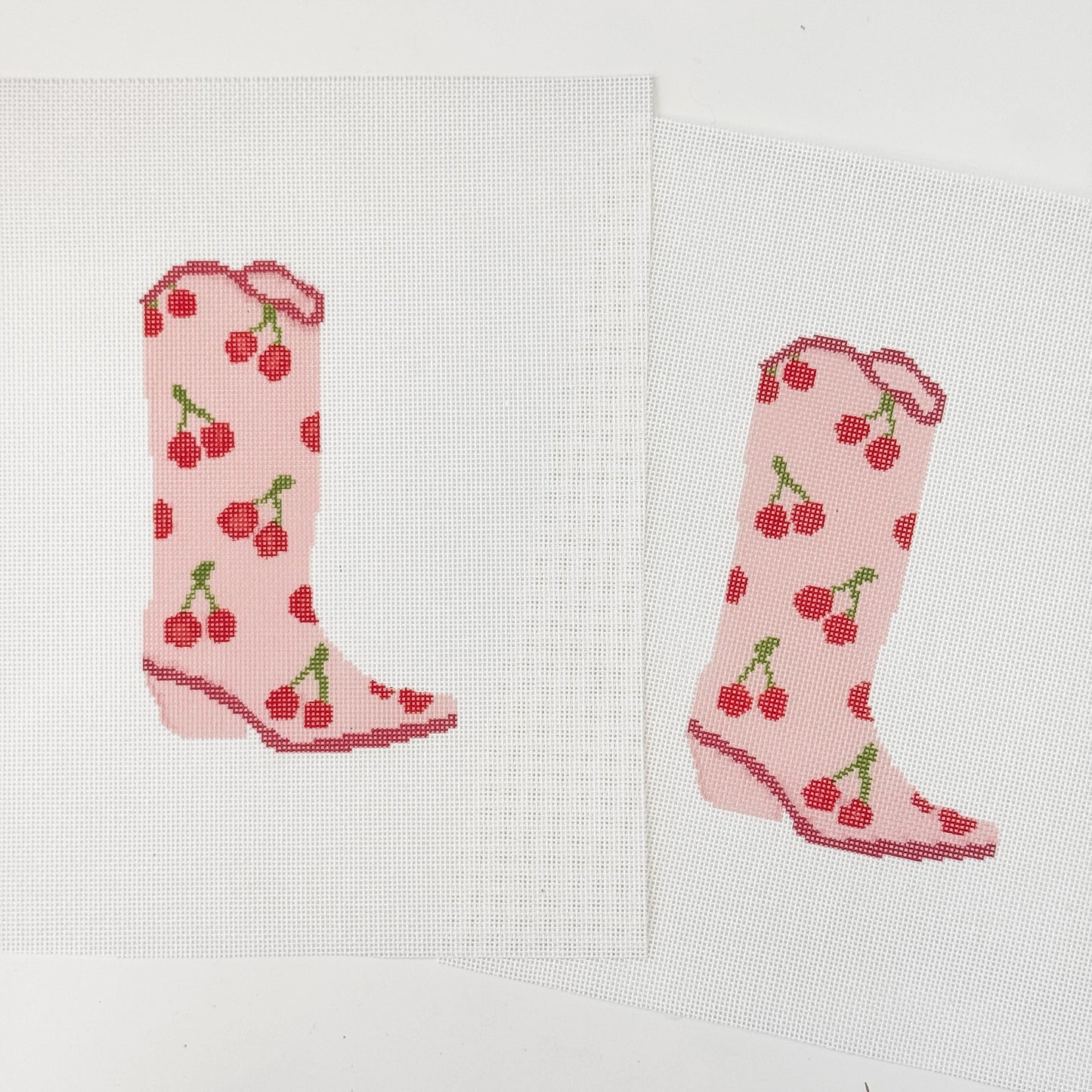 Hand Painted Cherry Cowgirl Boot 6” Needlepoint Canvas 18 Mesh Cowboy Boot Needlepoint Canvas modern Hand Painted