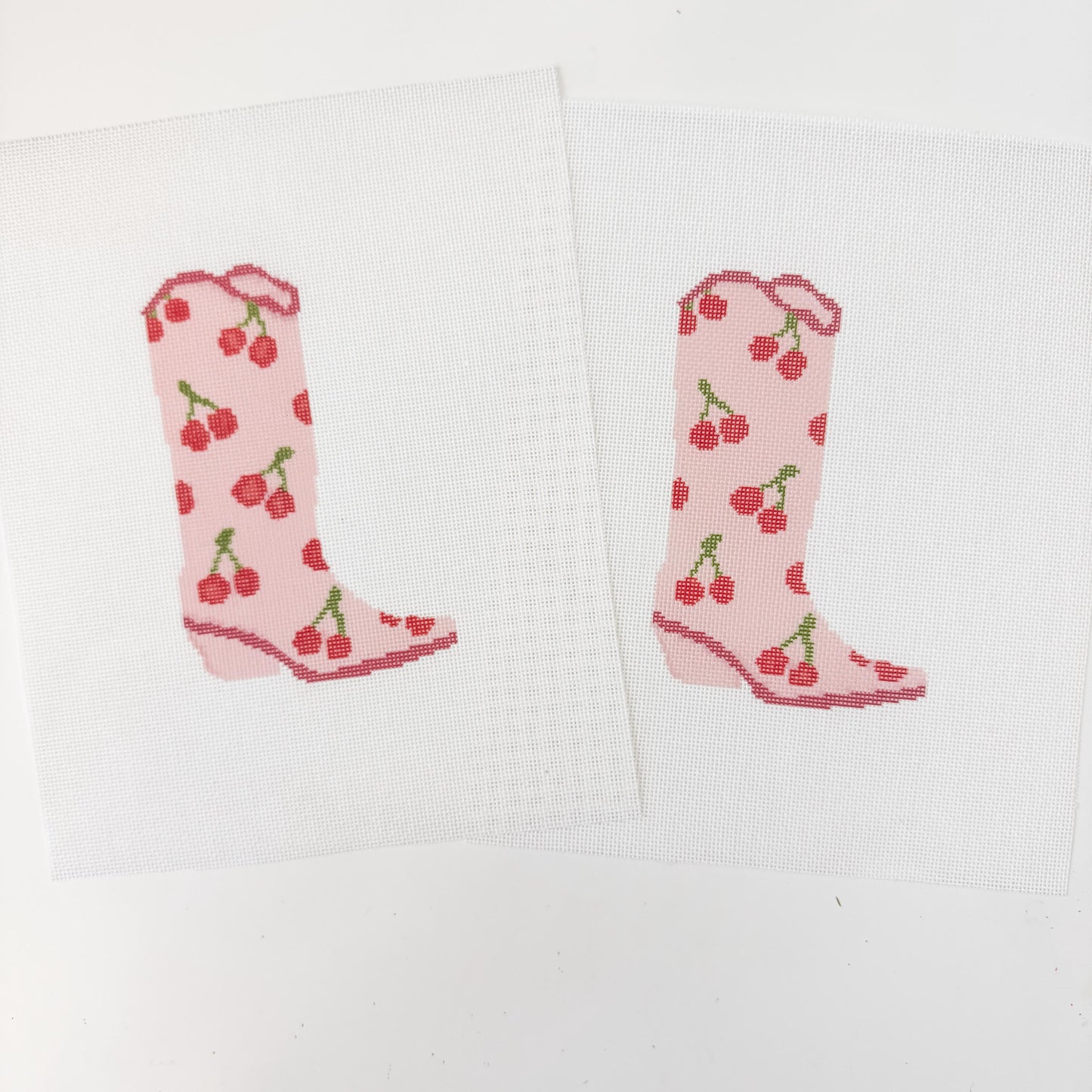 Hand Painted Cherry Cowgirl Boot 6” Needlepoint Canvas 18 Mesh Cowboy Boot Needlepoint Canvas modern Hand Painted