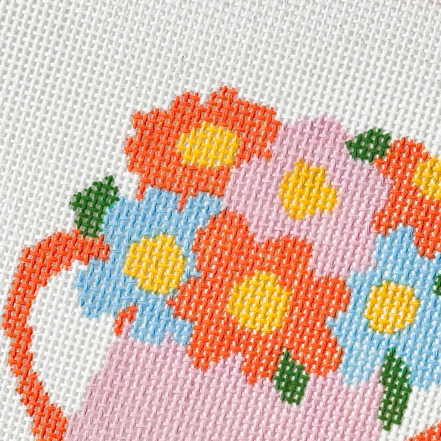 Flower Watering Can Spring Needlepoint Canvas 13 Mesh 5” Design, Spring Needlepoint Canvas modern Hand Painted
