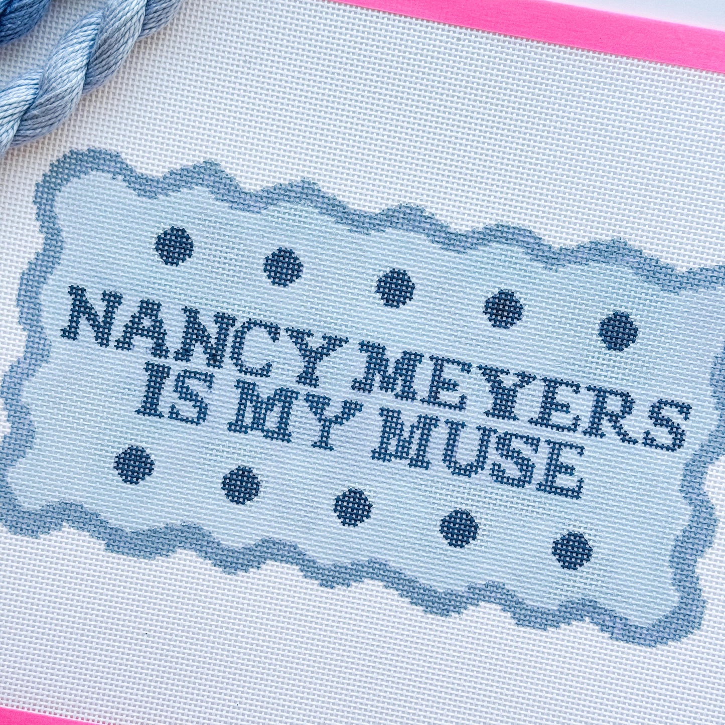 Nancy Meyers Funny Needlepoint Pillow Canvas 13 mesh 10”x5.5” Design, Cheeky Needlepoint Canvas