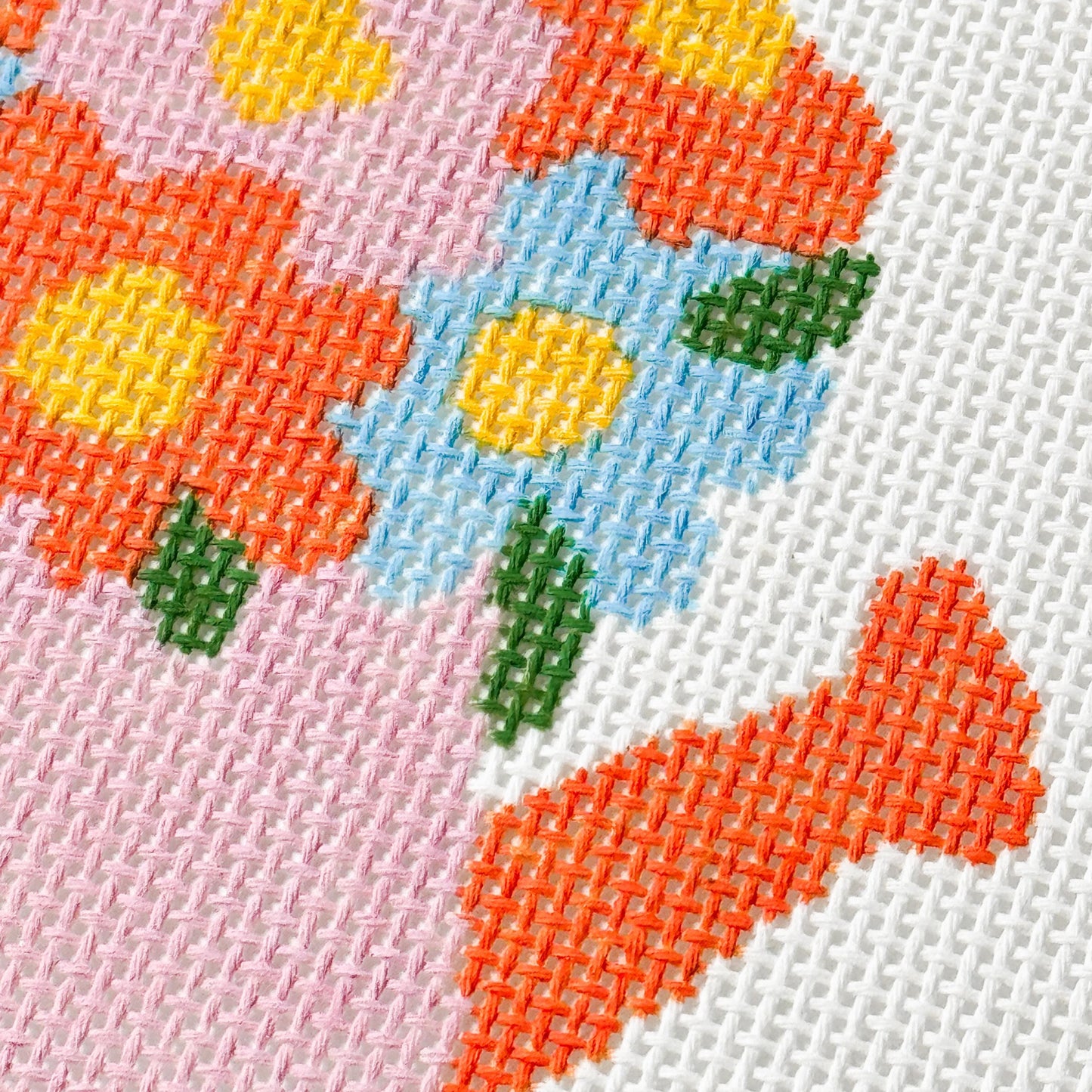 Flower Watering Can Spring Needlepoint Canvas 13 Mesh 5” Design, Spring Needlepoint Canvas modern Hand Painted