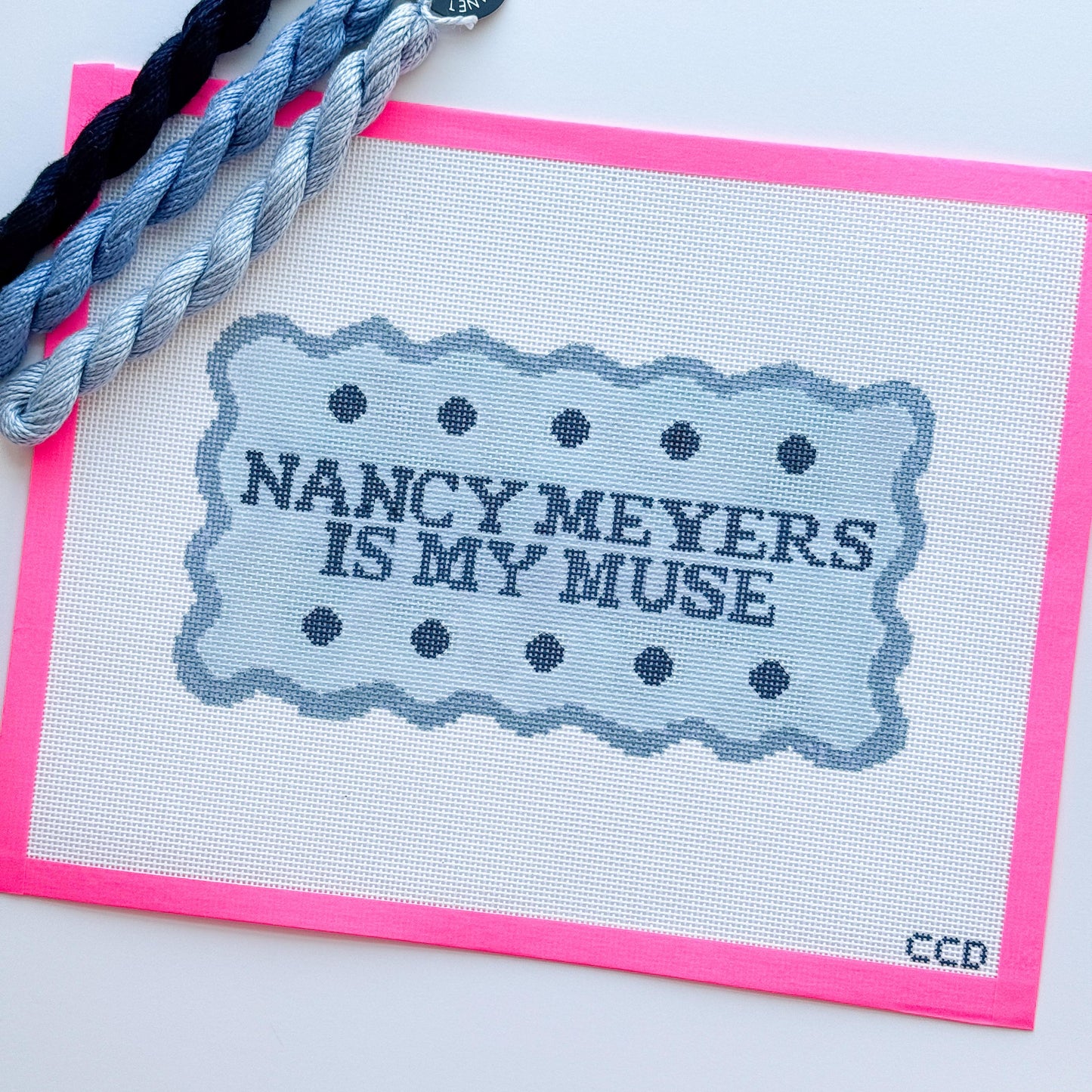 Nancy Meyers Funny Needlepoint Pillow Canvas 13 mesh 10”x5.5” Design, Cheeky Needlepoint Canvas