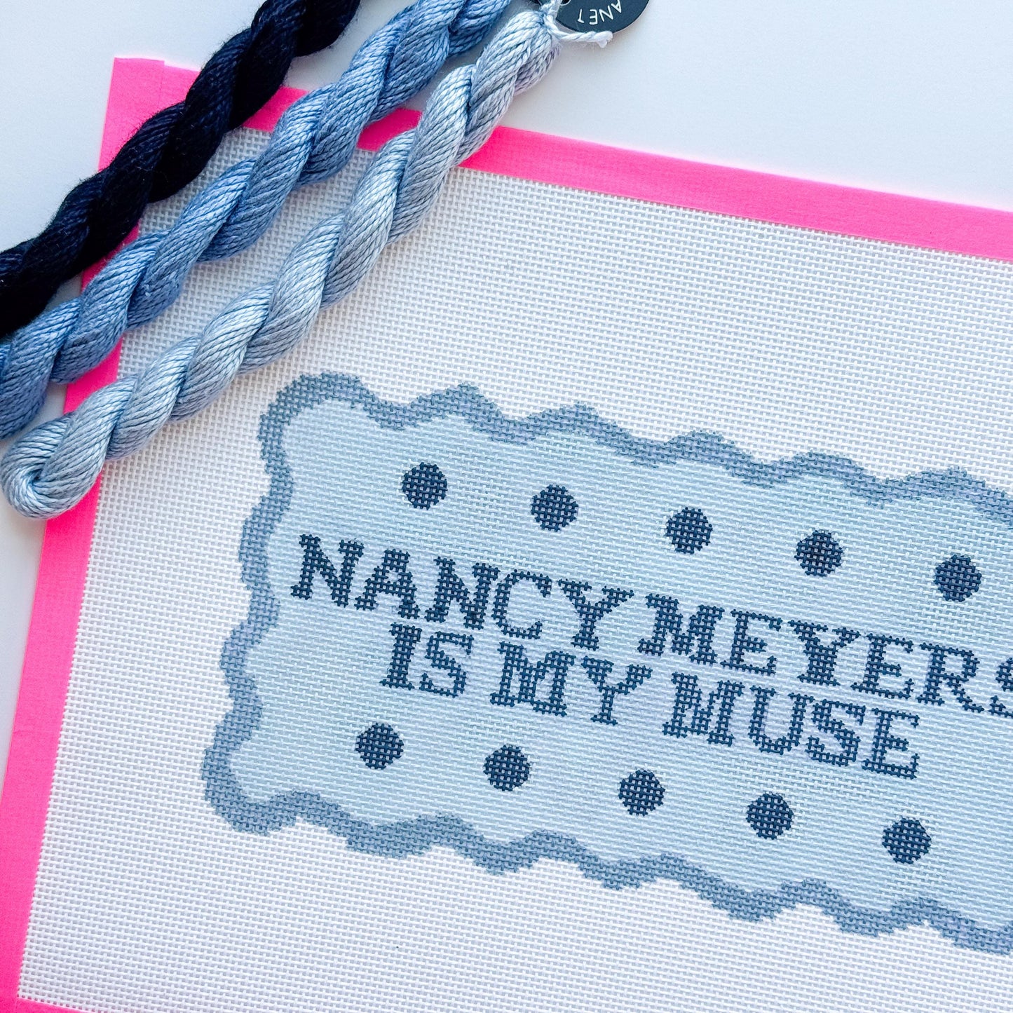 Nancy Meyers Funny Needlepoint Pillow Canvas 13 mesh 10”x5.5” Design, Cheeky Needlepoint Canvas