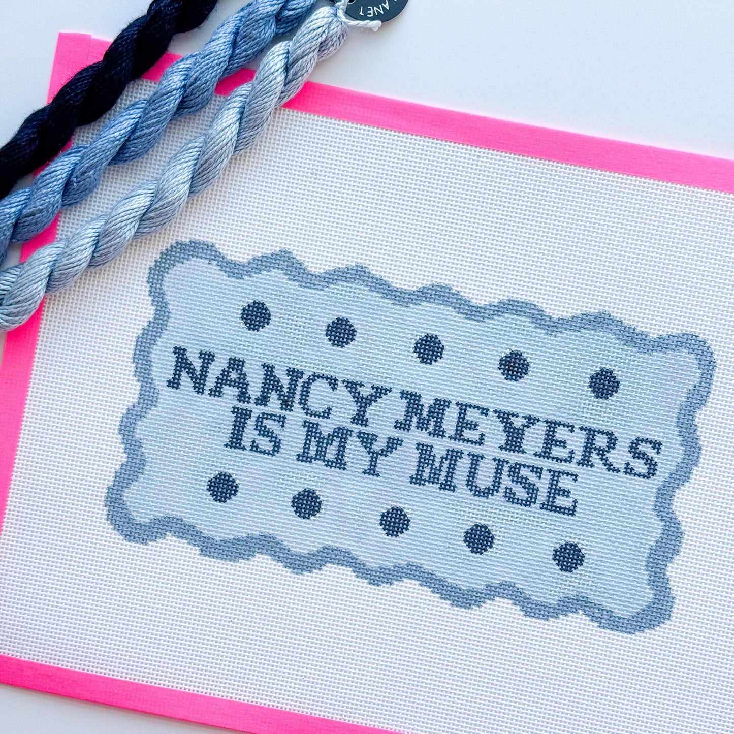 Nancy Meyers Funny Needlepoint Pillow Canvas 13 mesh 10”x5.5” Design, Cheeky Needlepoint Canvas