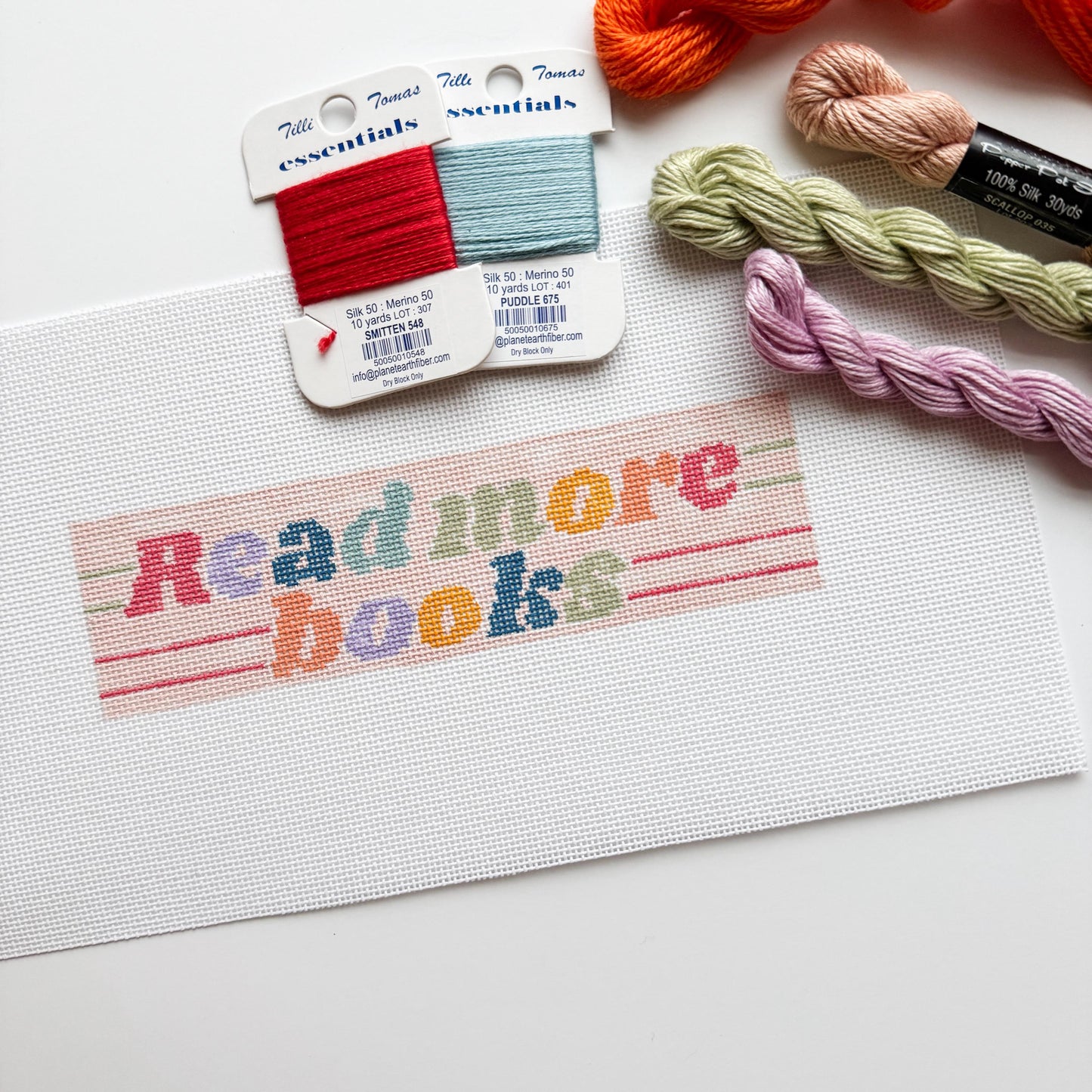 Hand Painted Needlepoint Bookmark Canvas 18 Mesh 2”x7” Design, Retro Needlepoint Canvas, Reading Needlepoint Canvas