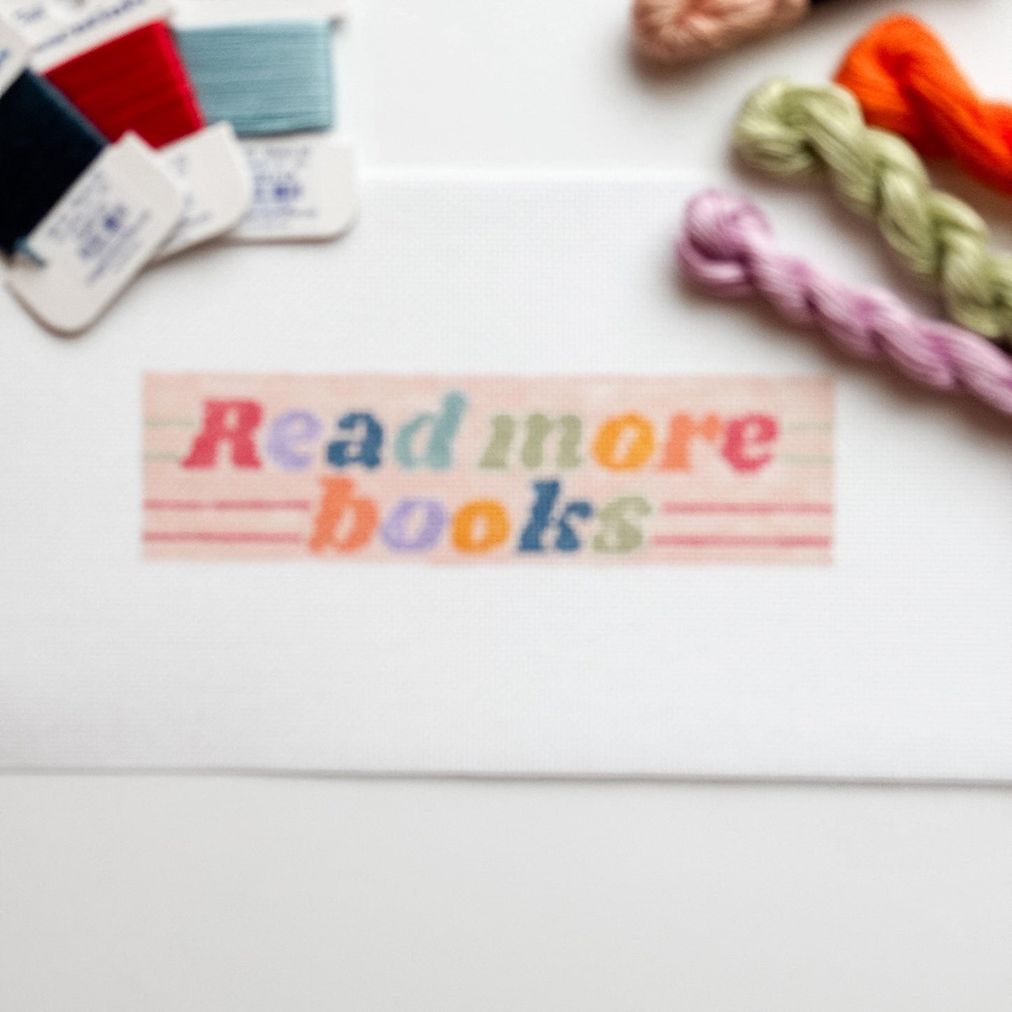 Hand Painted Needlepoint Bookmark Canvas 18 Mesh 2”x7” Design, Retro Needlepoint Canvas, Reading Needlepoint Canvas