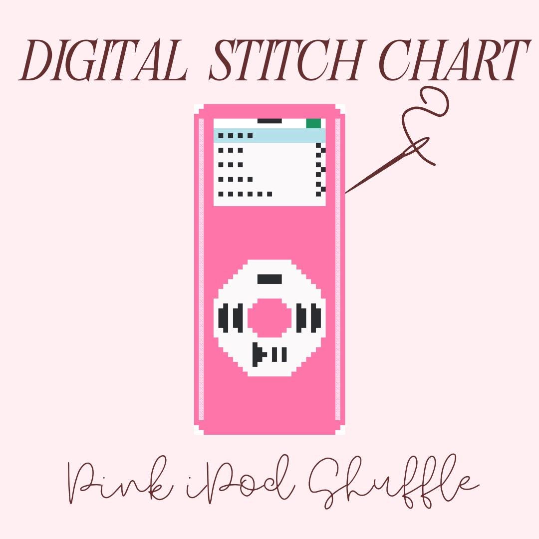 Y2K Pink IPOD Pattern Needlepoint PDF Stitch Chart, Cross Stitch Coquette Chart, Diy Paint Needlepoint Canvas PDF, 13 Mesh Needlepoint pdf