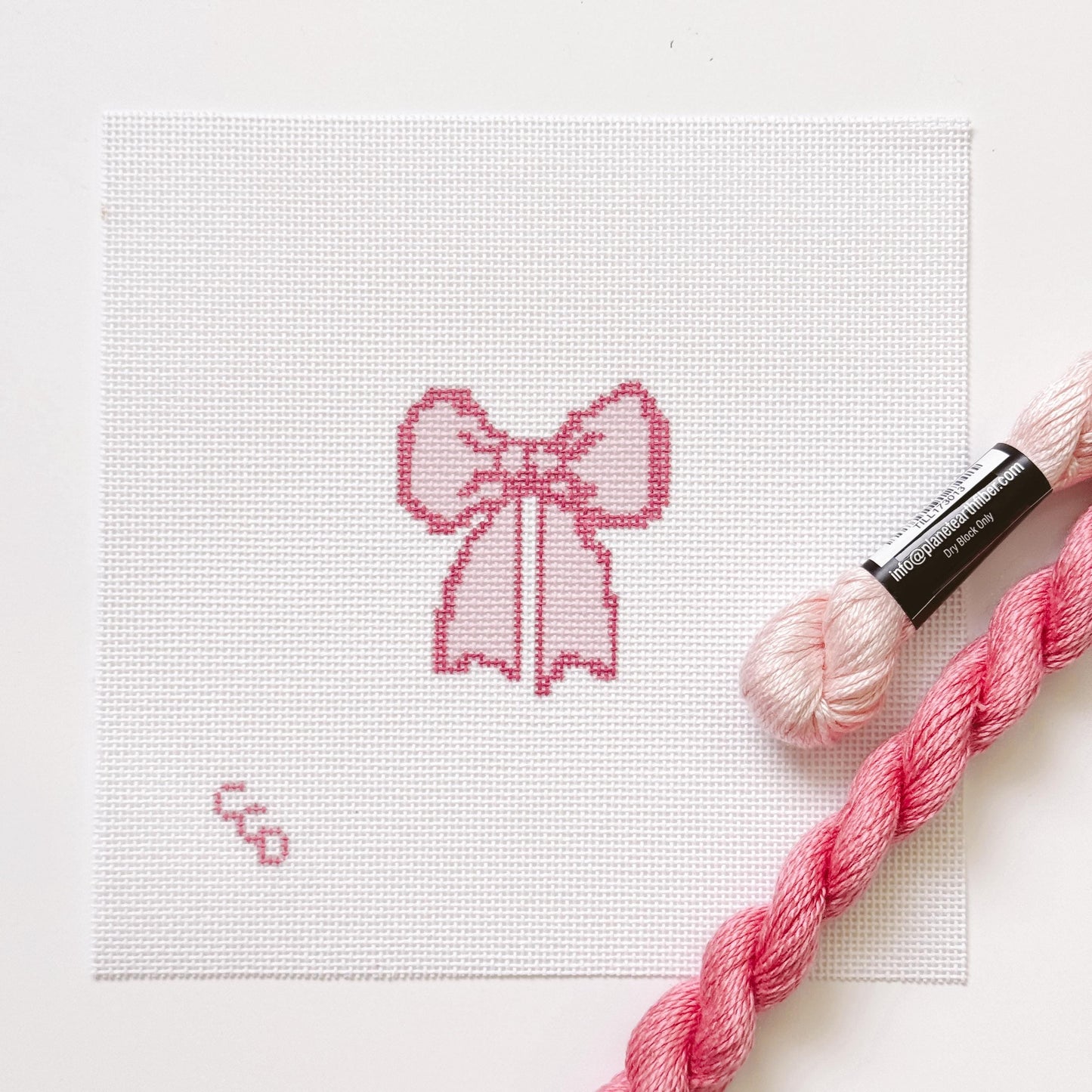 Hand Painted Coquette Bow 2.5” Needlepoint Canvas 18 Mesh Coquette Needlepoint Canvas Bow Hand Painted