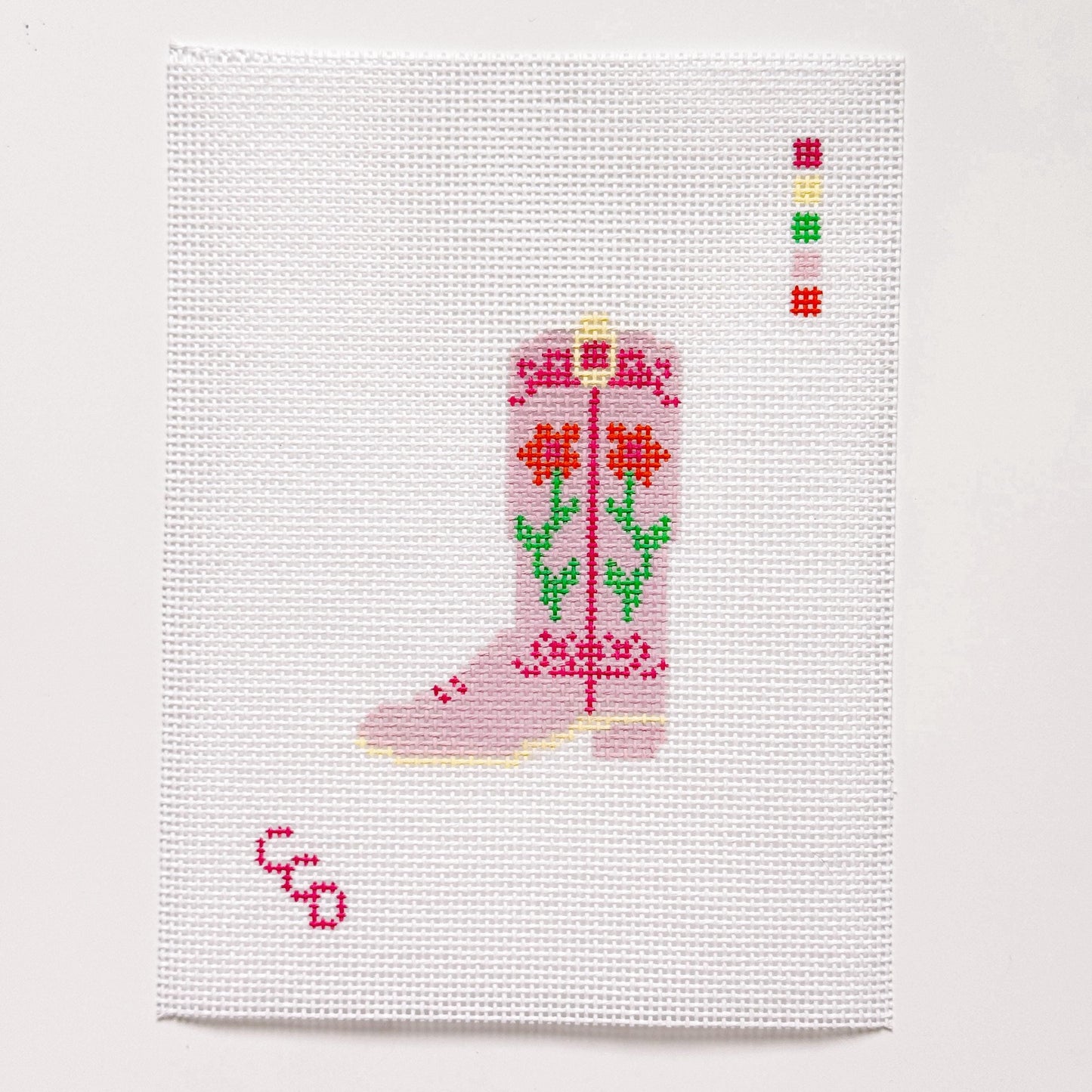 Hand Painted Pink Cowgirl Boot 3” Needlepoint Canvas 13 Mesh southern Needlepoint Canvas Boot Hand Painted