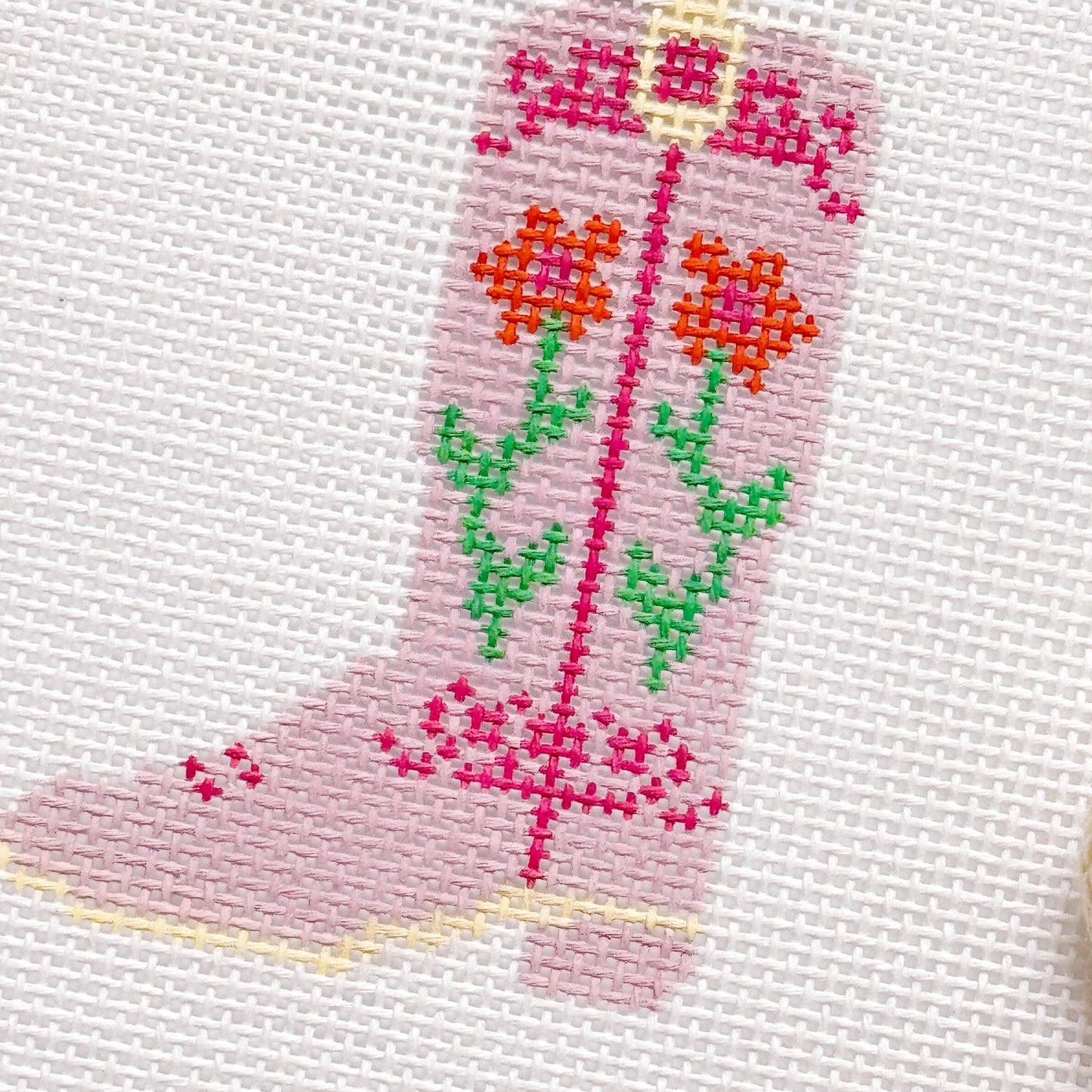 Hand Painted Pink Cowgirl Boot 3” Needlepoint Canvas 13 Mesh southern Needlepoint Canvas Boot Hand Painted
