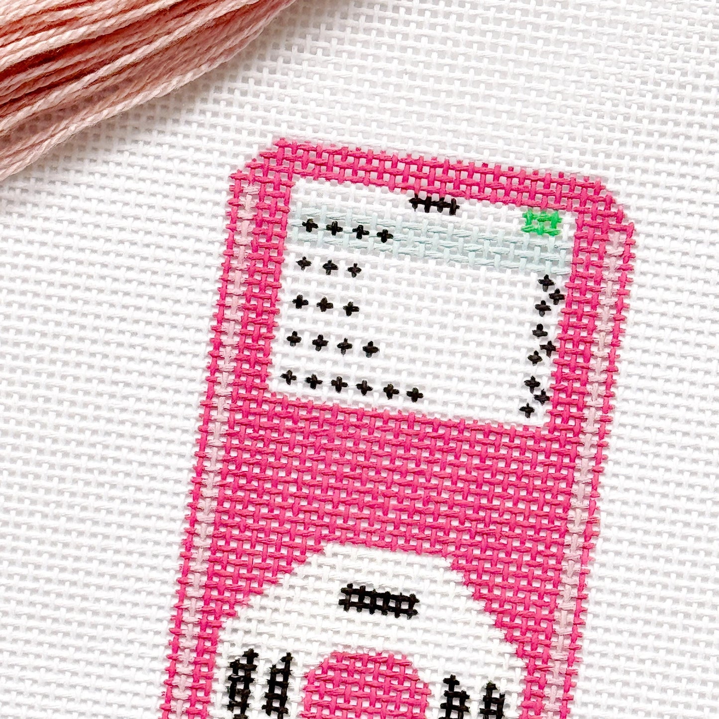 Y2K MP3 Player Pink Nostalgic Needlepoint Canvas 13 Mesh 5"x2.5" Design, Y2K Needlepoint, Aesthetic Needlepoint Canvas Hand Painted
