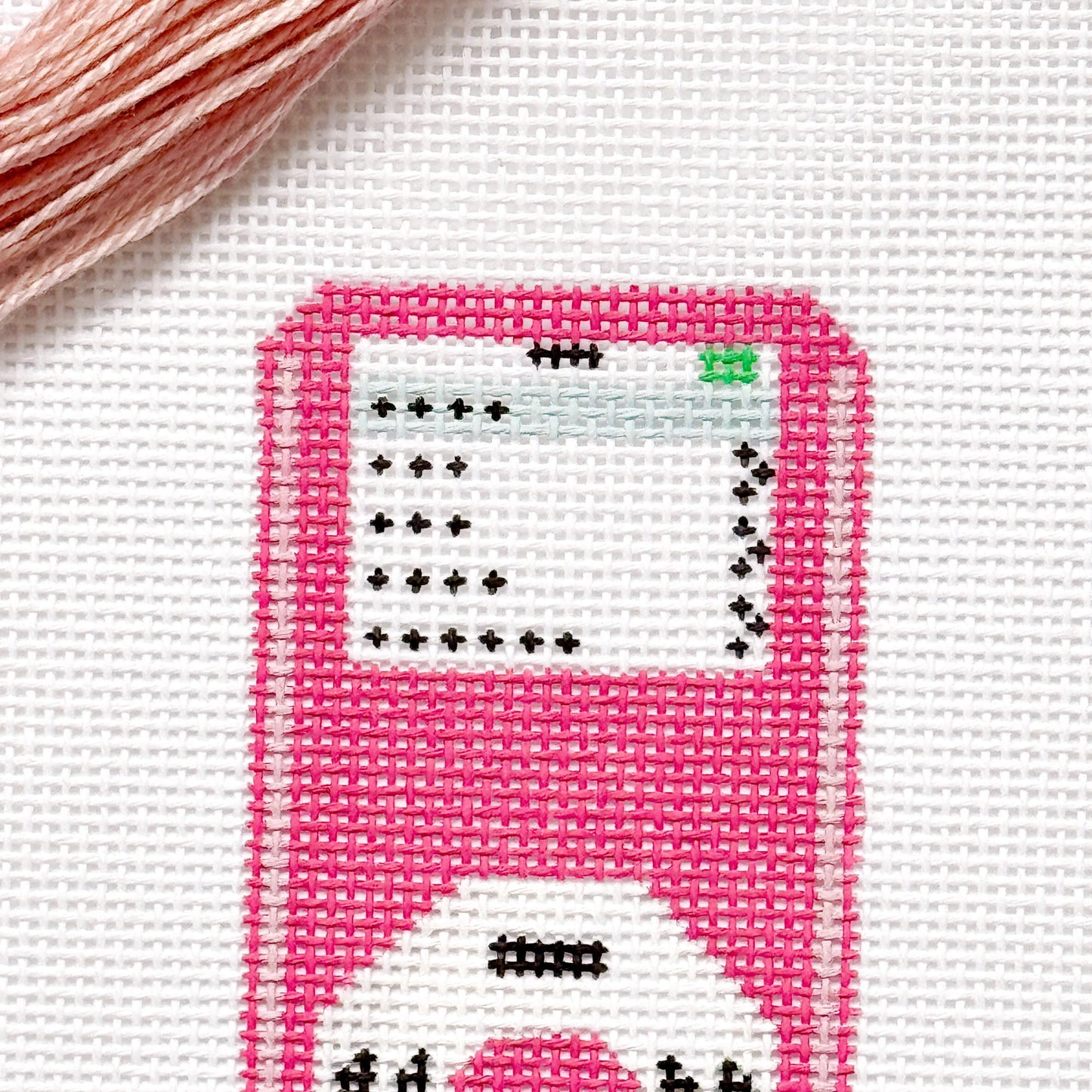 Y2K MP3 Player Pink Nostalgic Needlepoint Canvas 13 Mesh 5"x2.5" Design, Y2K Needlepoint, Aesthetic Needlepoint Canvas Hand Painted