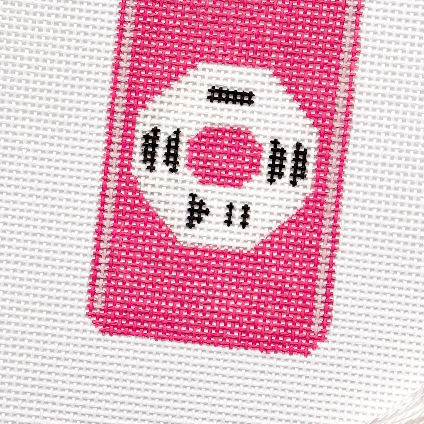 Y2K MP3 Player Pink Nostalgic Needlepoint Canvas 13 Mesh 5"x2.5" Design, Y2K Needlepoint, Aesthetic Needlepoint Canvas Hand Painted