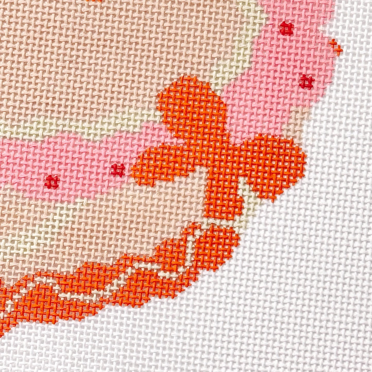 Hand Painted Coquette Bow Heart Cake 5” Needlepoint Canvas 18 Mesh Coquette Needlepoint Canvas Bow Cake Hand Painted