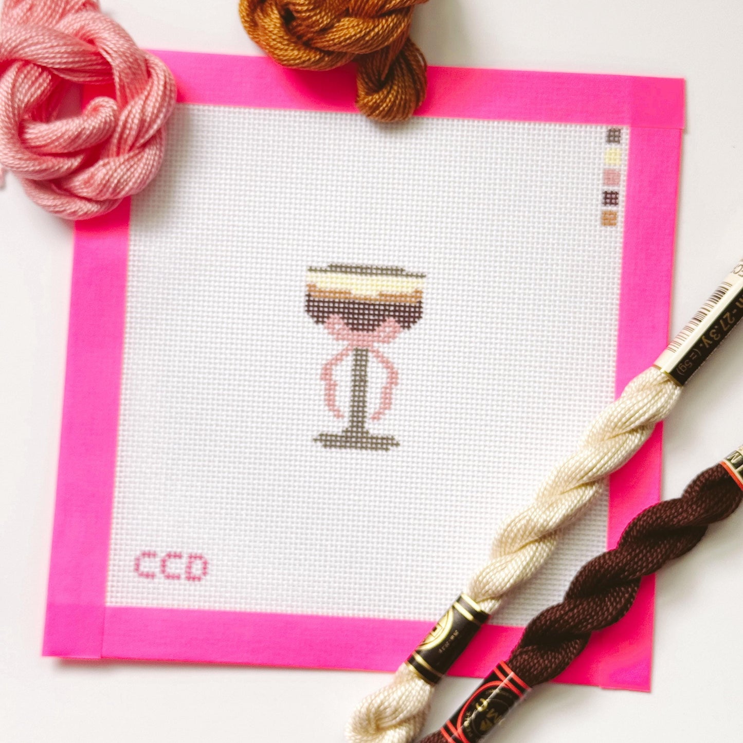 Hand Painted Espresso Martini 2” Needepoint Canvas 18 Mesh Coquette Needlepoint Canvas Cocktail Hand Painted