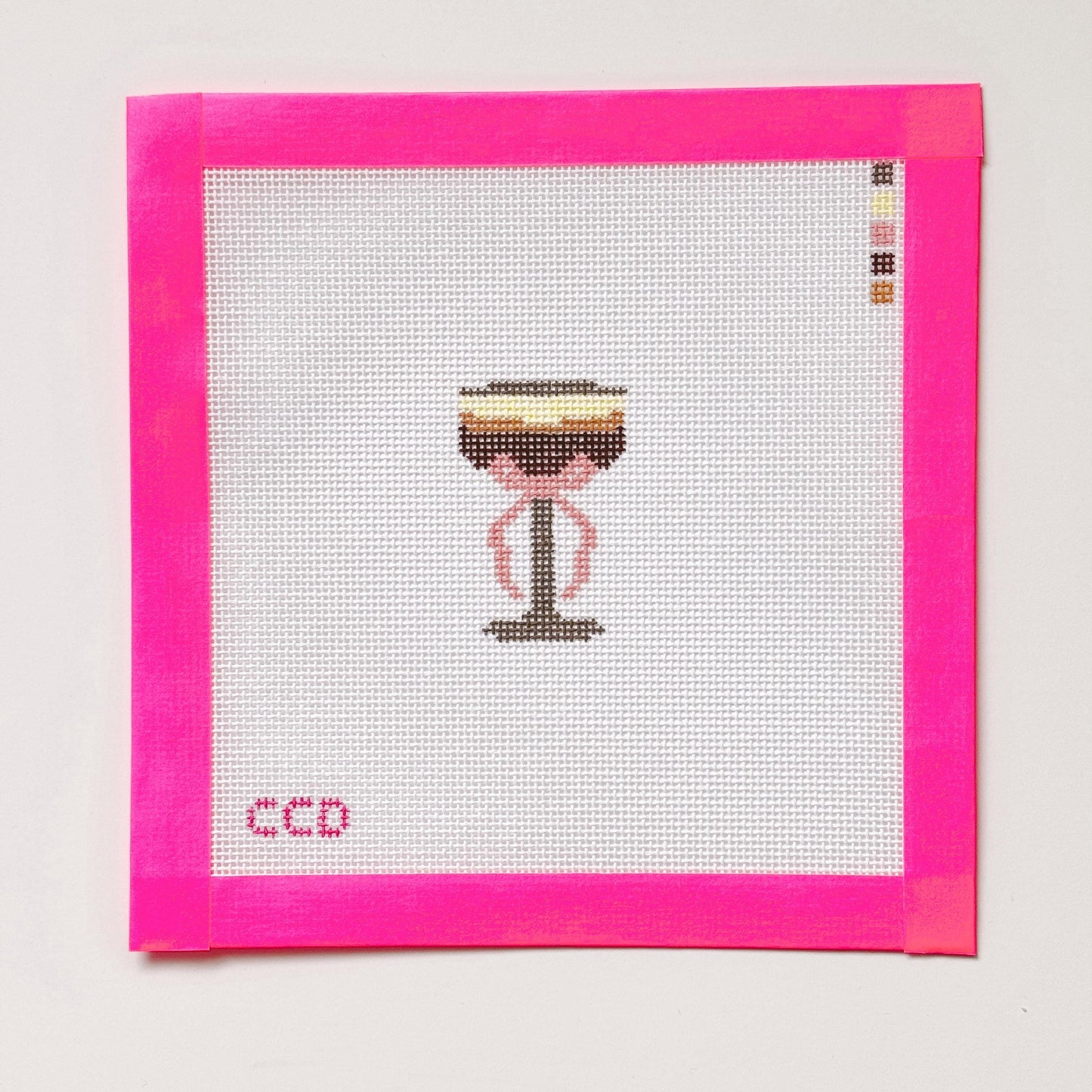 Hand Painted Espresso Martini 2” Needepoint Canvas 18 Mesh Coquette Needlepoint Canvas Cocktail Hand Painted