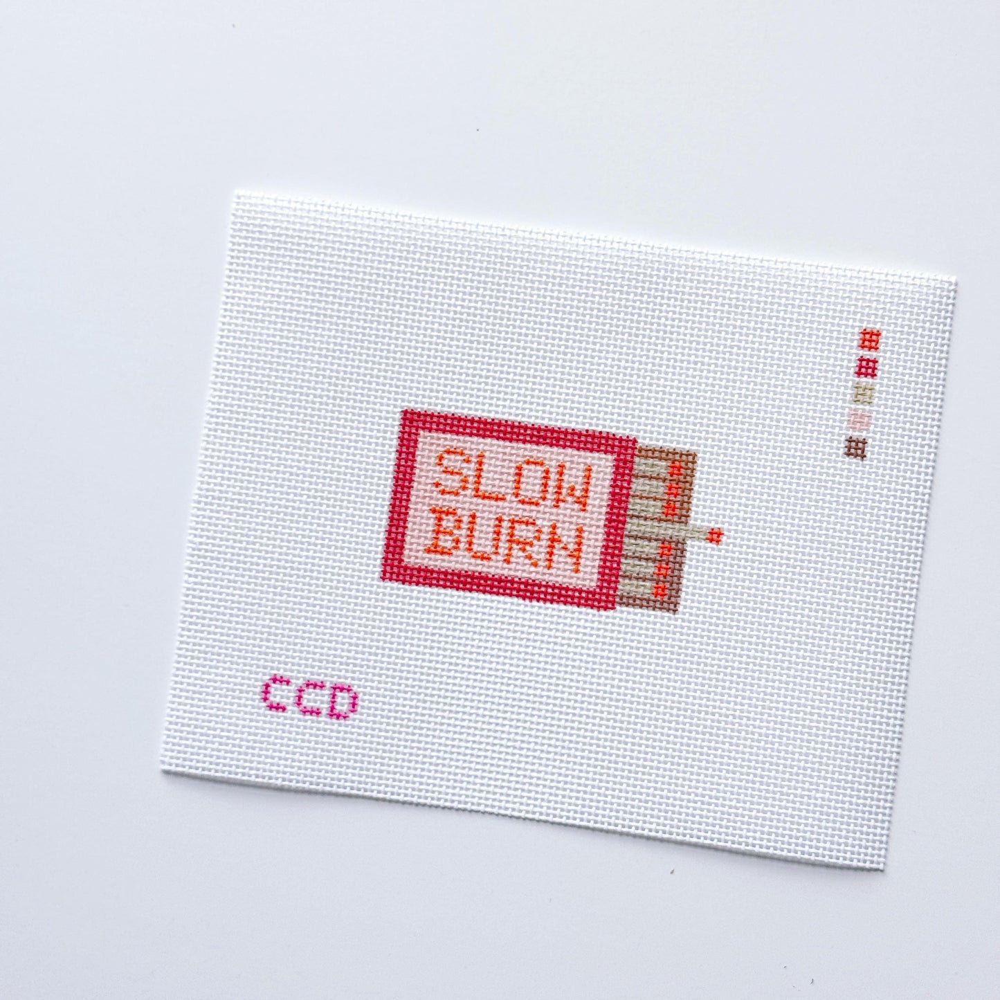 Hand Painted Slow Burn Matches 4” Needlepoint Canvas 13 Mesh Matches Needlepoint Canvas Valentines Day