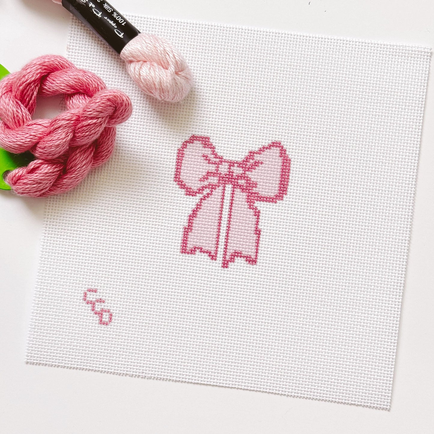 Hand Painted Coquette Bow 2.5” Needlepoint Canvas 18 Mesh Coquette Needlepoint Canvas Bow Hand Painted