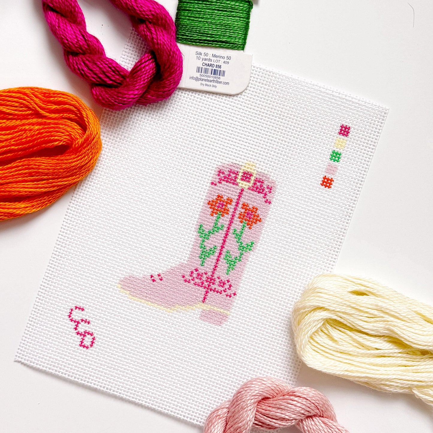 Hand Painted Pink Cowgirl Boot 3” Needlepoint Canvas 13 Mesh southern Needlepoint Canvas Boot Hand Painted