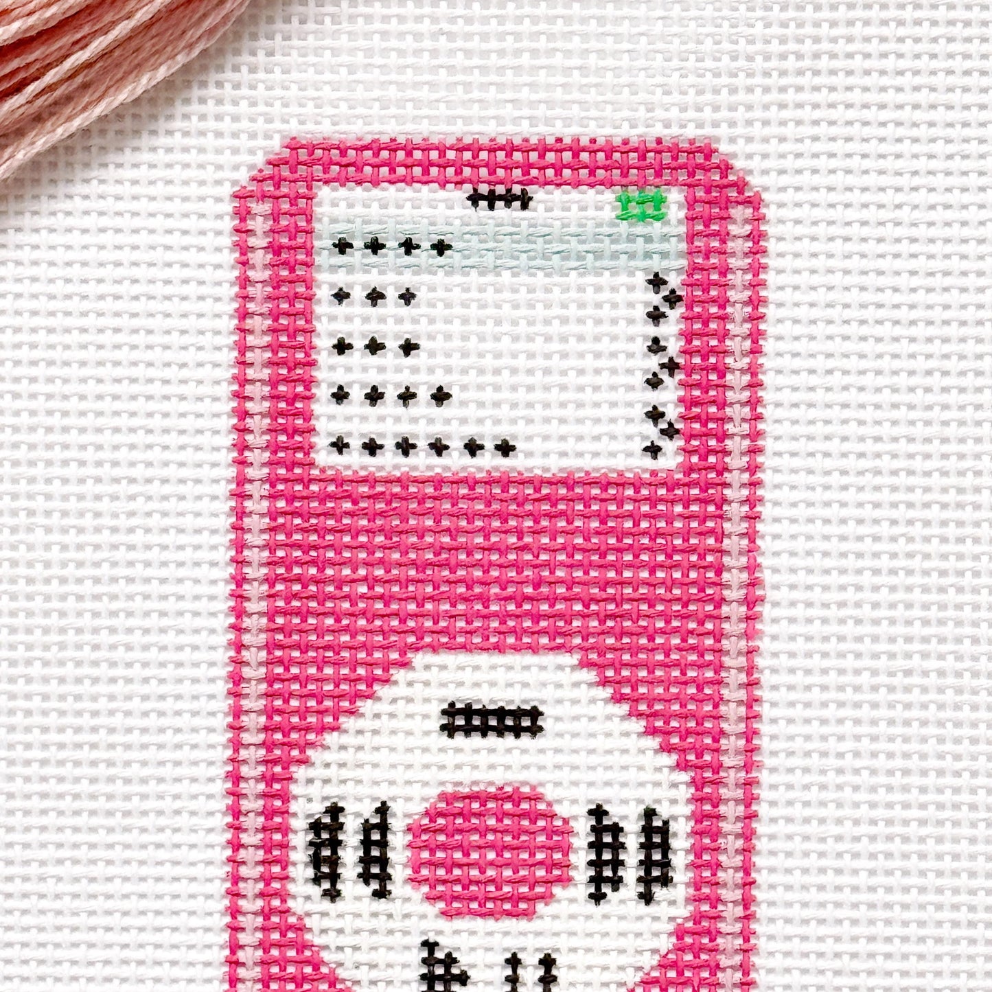 Y2K MP3 Player Pink Nostalgic Needlepoint Canvas 13 Mesh 5"x2.5" Design, Y2K Needlepoint, Aesthetic Needlepoint Canvas Hand Painted