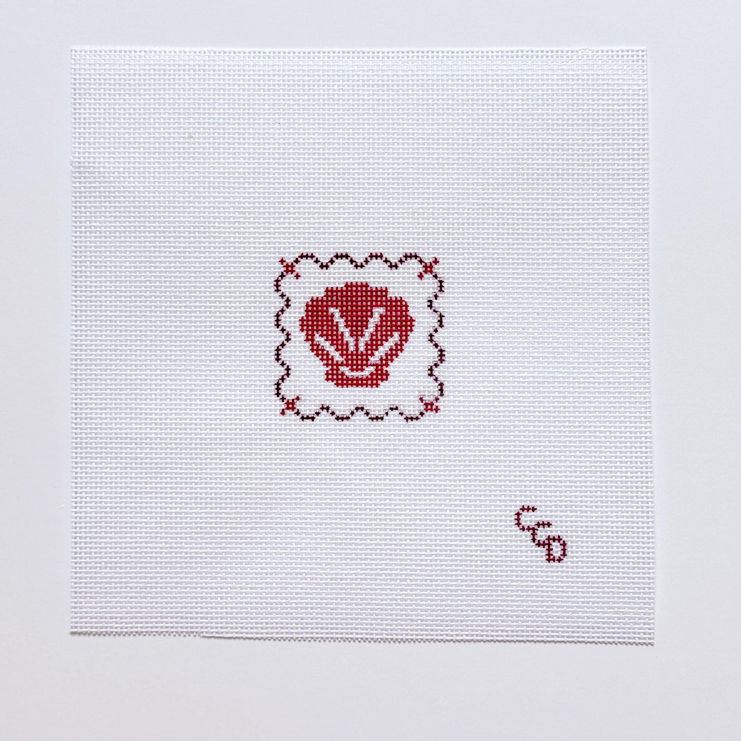 Mini Seashell Stamp Needlepoint Canvas | Hand-Painted 18 Mesh Canvas, Seashell Needlepoint Canvas, Bag Charm Needlepoint Canvas