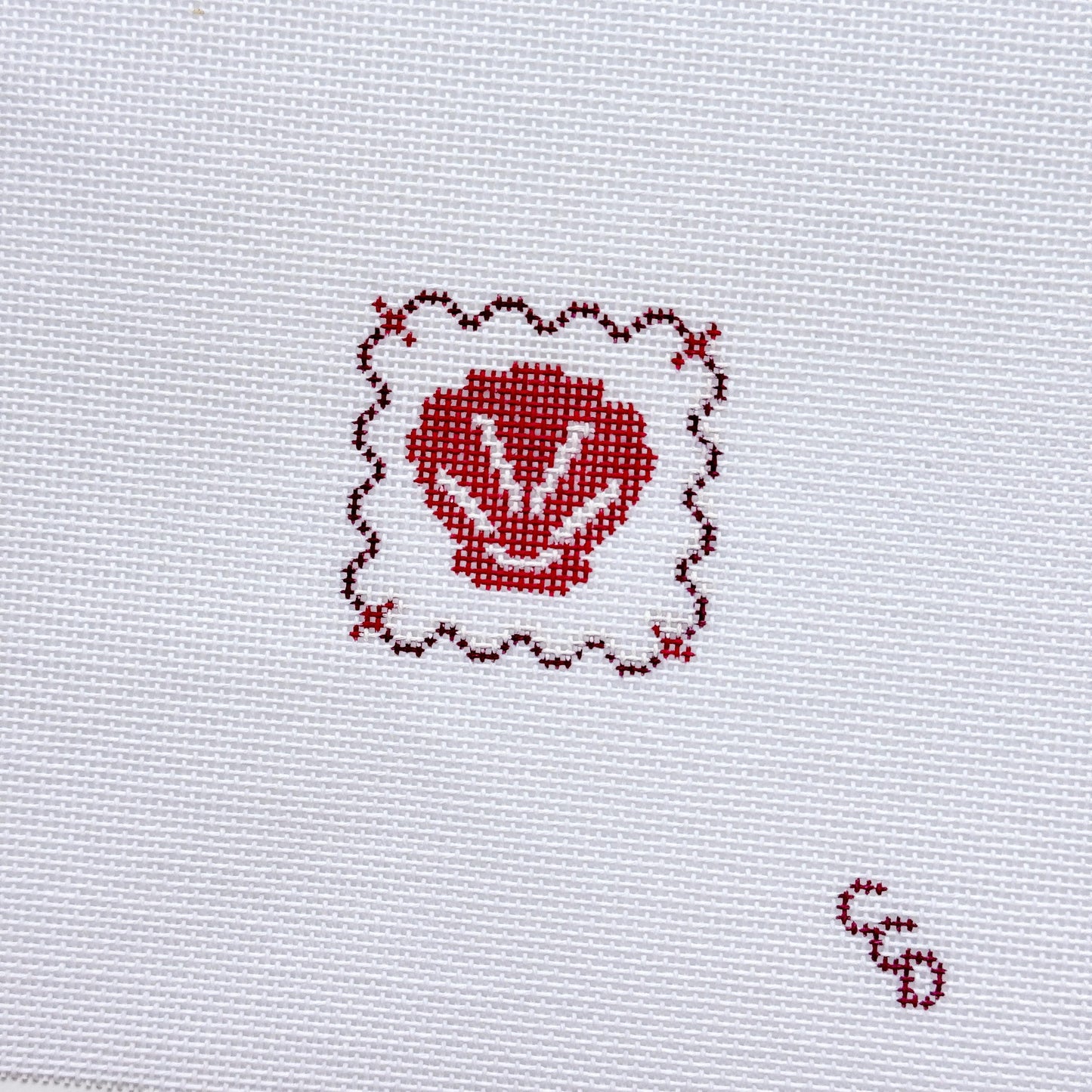 Mini Seashell Stamp Needlepoint Canvas | Hand-Painted 18 Mesh Canvas, Seashell Needlepoint Canvas, Bag Charm Needlepoint Canvas