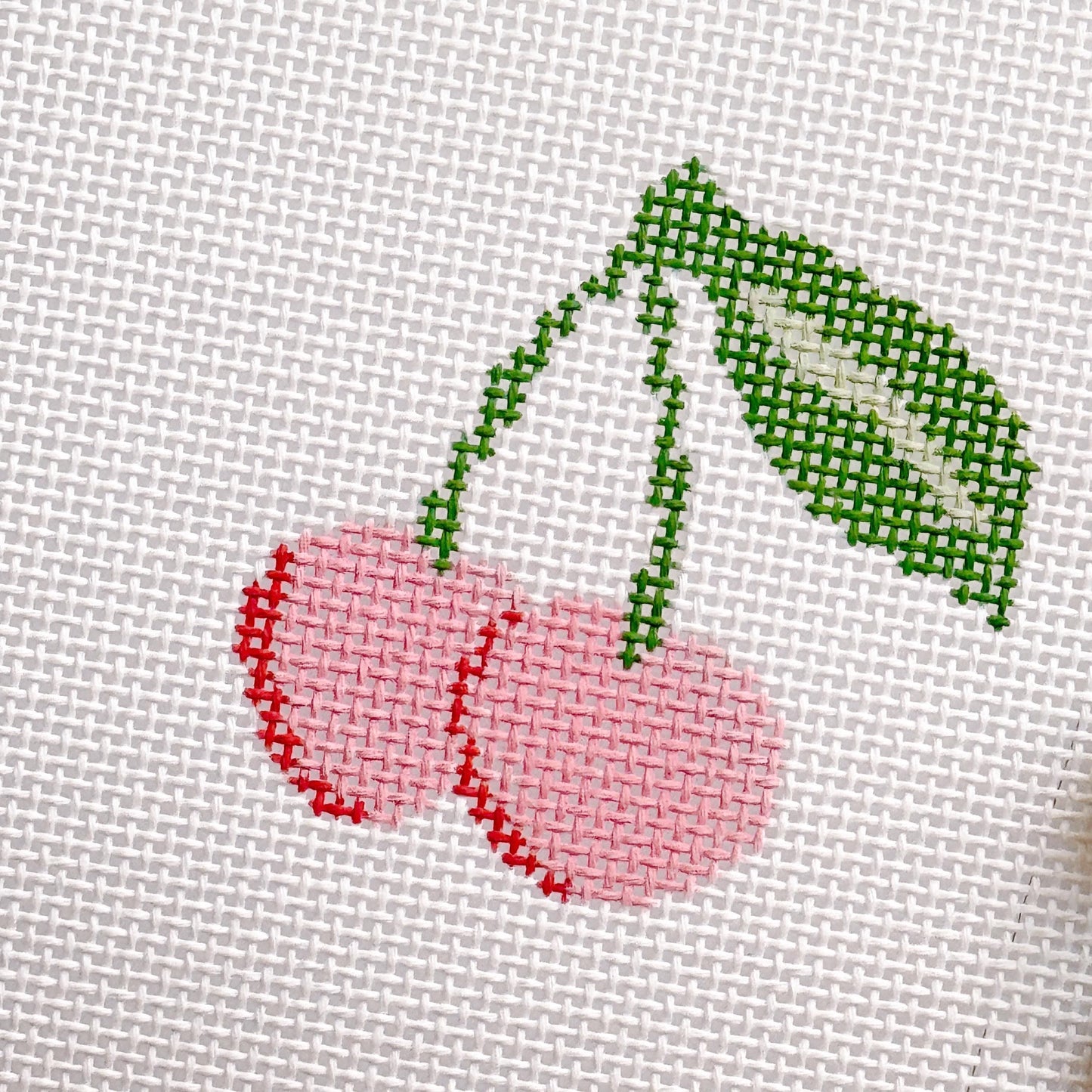 Cherries Needlepoint Canvas 13 Mesh 3” Design, Summer Cherries Needlepoint Canvas modern Hand Painted