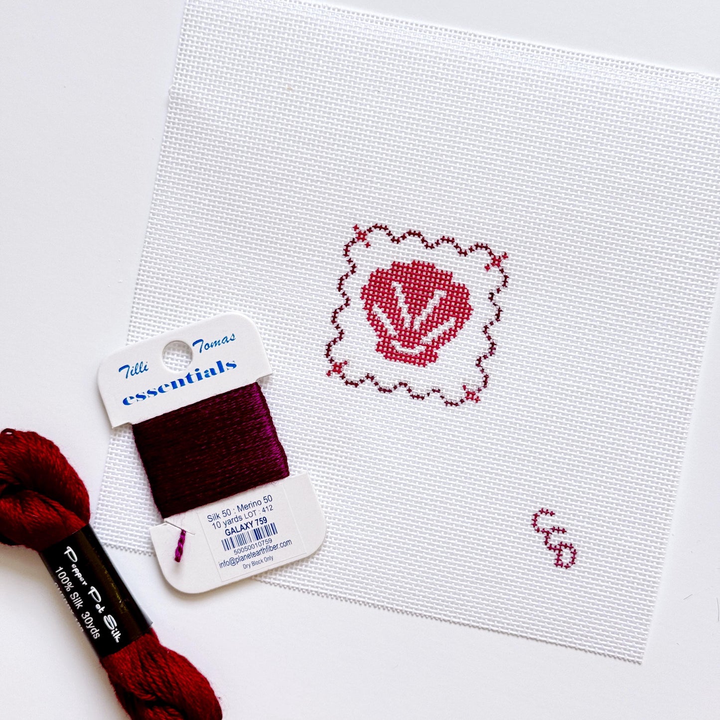 Mini Seashell Stamp Needlepoint Canvas | Hand-Painted 18 Mesh Canvas, Seashell Needlepoint Canvas, Bag Charm Needlepoint Canvas