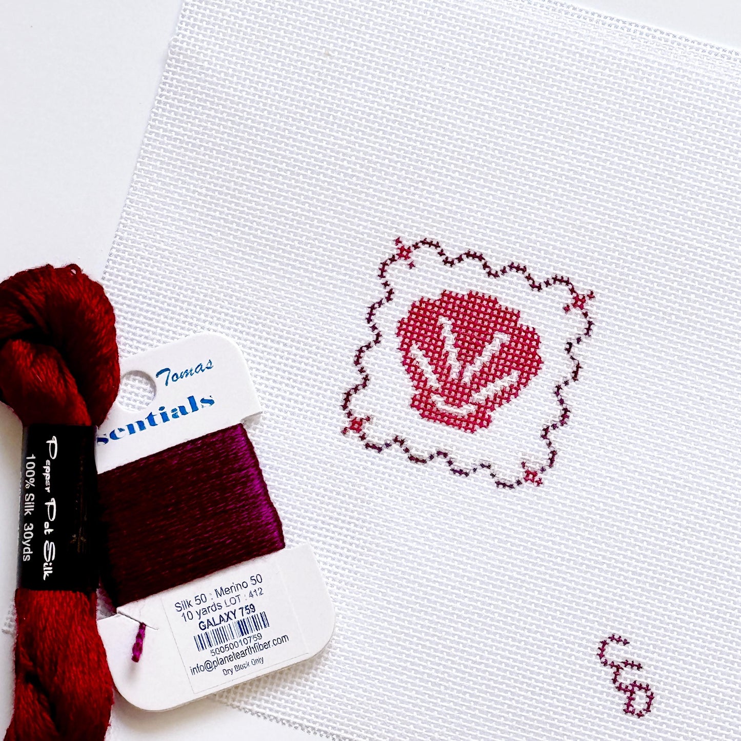 Mini Seashell Stamp Needlepoint Canvas | Hand-Painted 18 Mesh Canvas, Seashell Needlepoint Canvas, Bag Charm Needlepoint Canvas
