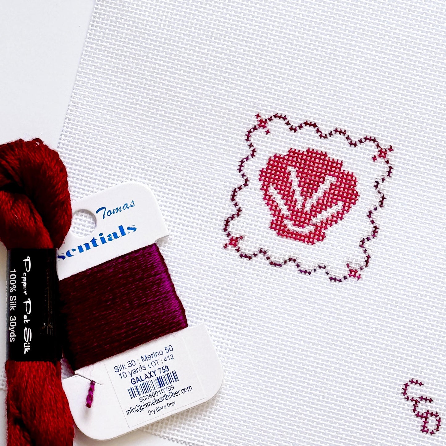 Mini Seashell Stamp Needlepoint Canvas | Hand-Painted 18 Mesh Canvas, Seashell Needlepoint Canvas, Bag Charm Needlepoint Canvas