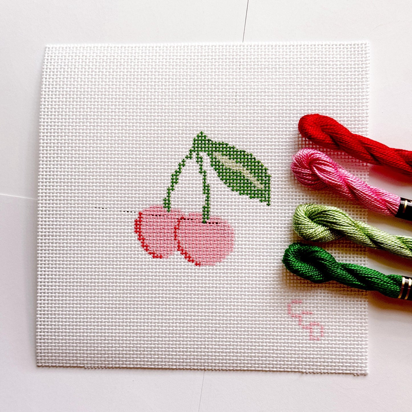 Cherries Needlepoint Canvas 13 Mesh 3” Design, Summer Cherries Needlepoint Canvas modern Hand Painted