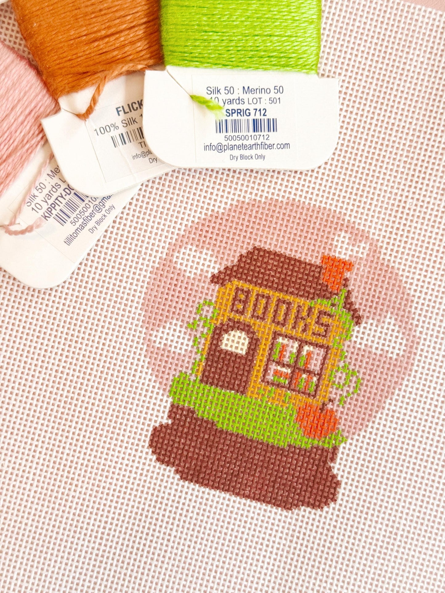 Fall Bookish Needlepoint Canvas, Book Theme Needlepoint, Fall Needlepoint Canvas 3x3” design on 18 mesh