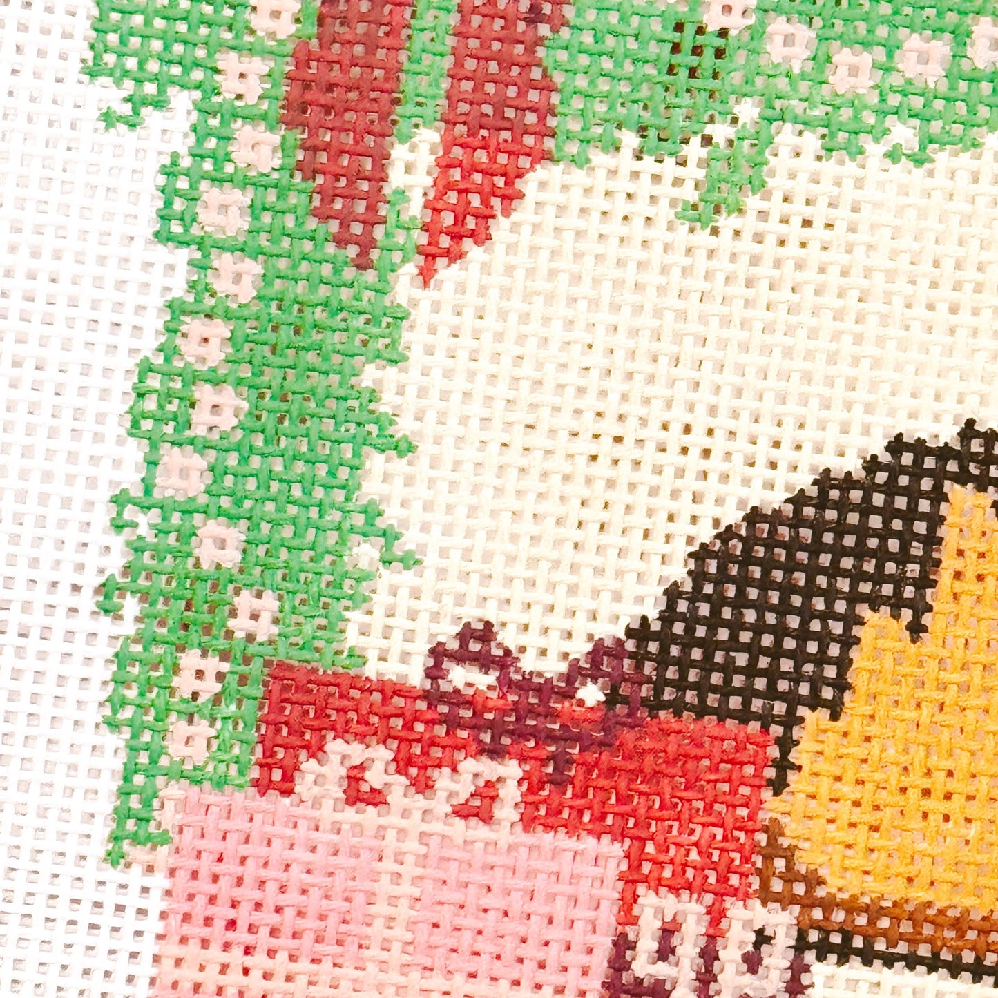Hand Painted Christmas Fireplace Needlepoint Canvas 8” Needlepoint Canvas 18 Mesh Needlepoint Canvas Christmas Hand Painted