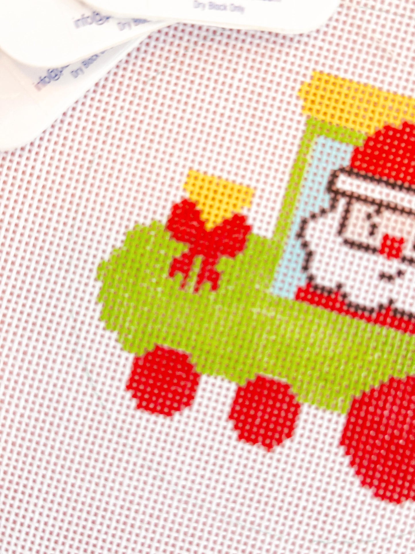 Hand Painted Christmas Santa Train Ornament Roun Needlepoint Canvas 4” Needlepoint Canvas 18 Mesh Needlepoint Canvas Christmas Hand Painted