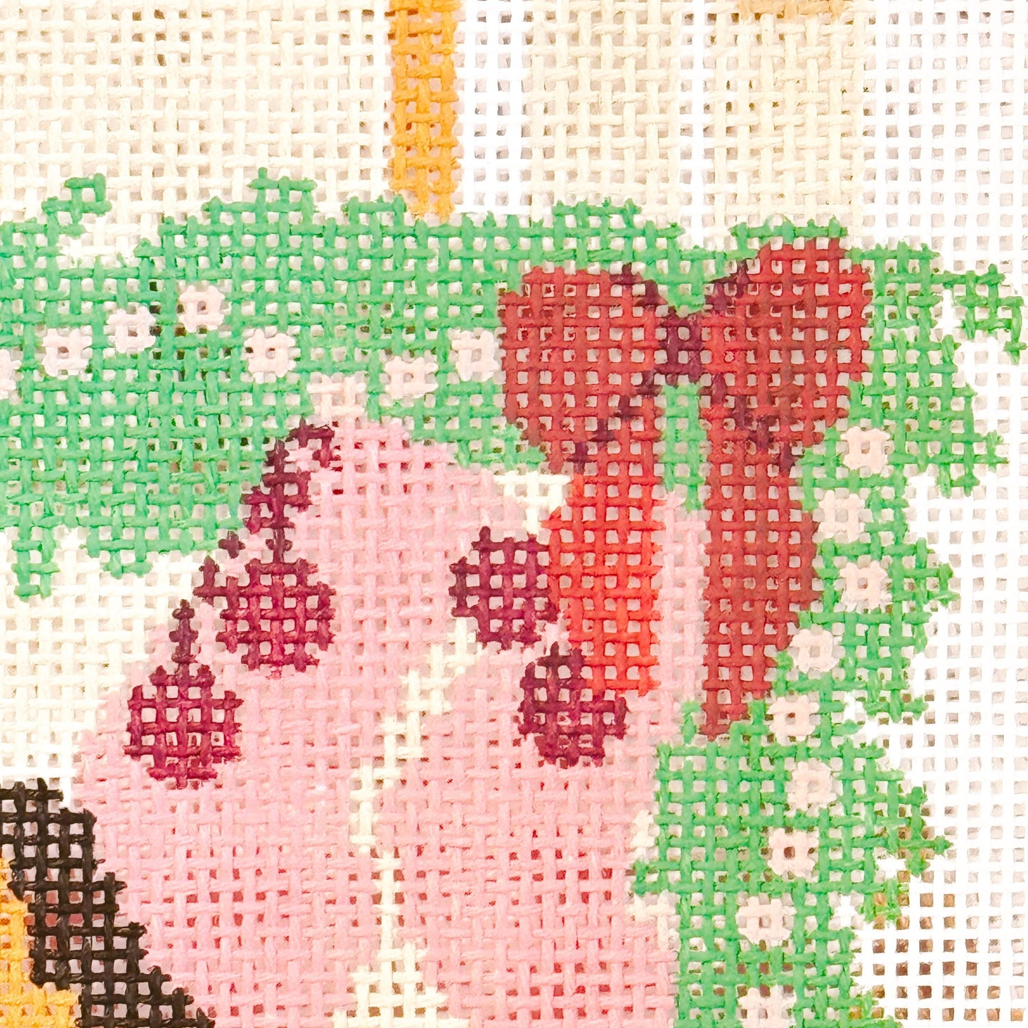 Hand Painted Christmas Fireplace Needlepoint Canvas 8” Needlepoint Canvas 18 Mesh Needlepoint Canvas Christmas Hand Painted