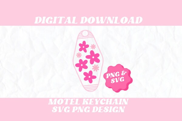 Retro Daisy Flowers Motel Keychain SVG PNG Design, Motel Keychain SVG, Retro Keychain Design