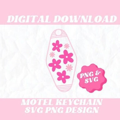Retro Daisy Flowers Motel Keychain SVG PNG Design, Motel Keychain SVG, Retro Keychain Design