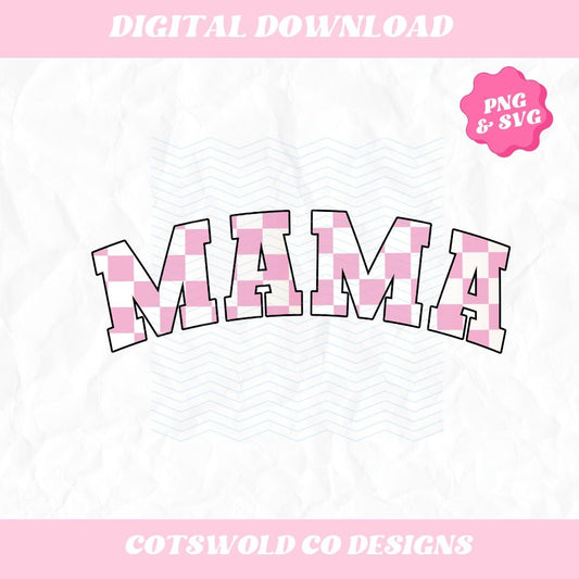 Trendy Retro Mama PNG Checkered Varsity Popular Aesthetic Trendy Mom Checkered Shirt Design Sublimation