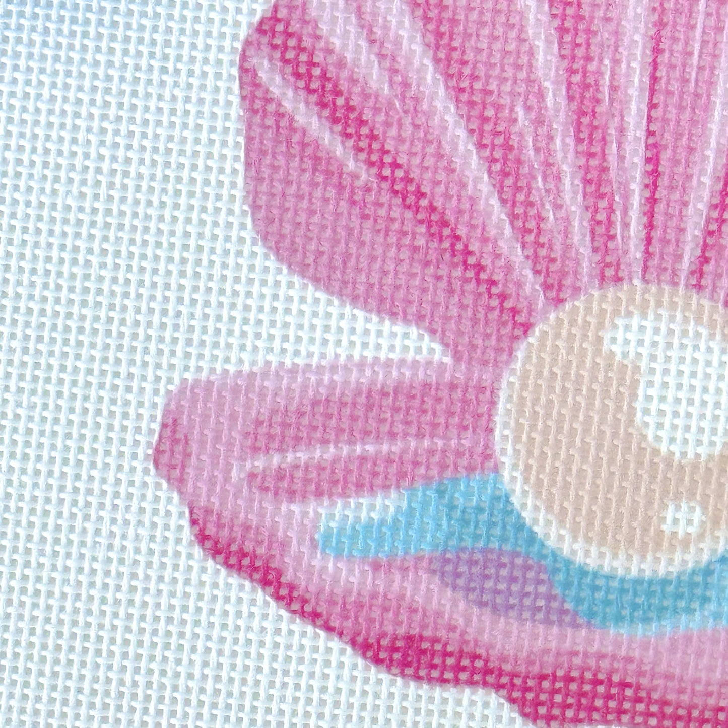 Pink Seashell Pearl Needlepoint Canvas, Artisan Printed Needlepoint Canvas, 18 Mesh, 4x4 Design